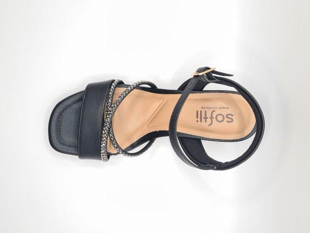 Sandalia Tacón Cuadrado Tira Brillantes Softli-3