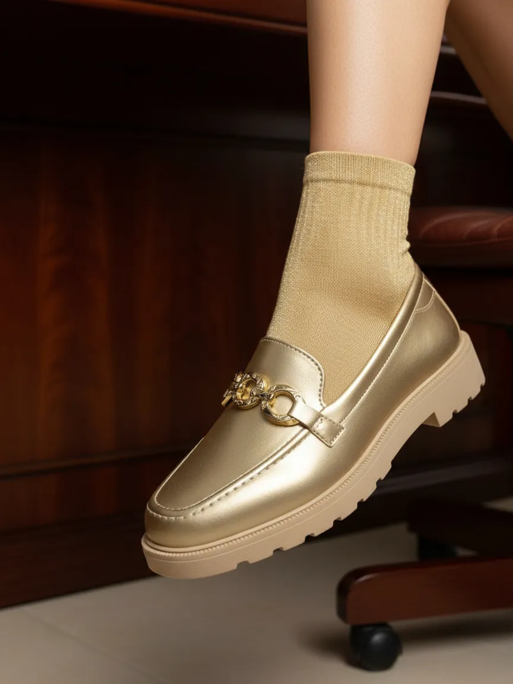 Mocasín Cadena Dorada Extra Acolchado Softli-1