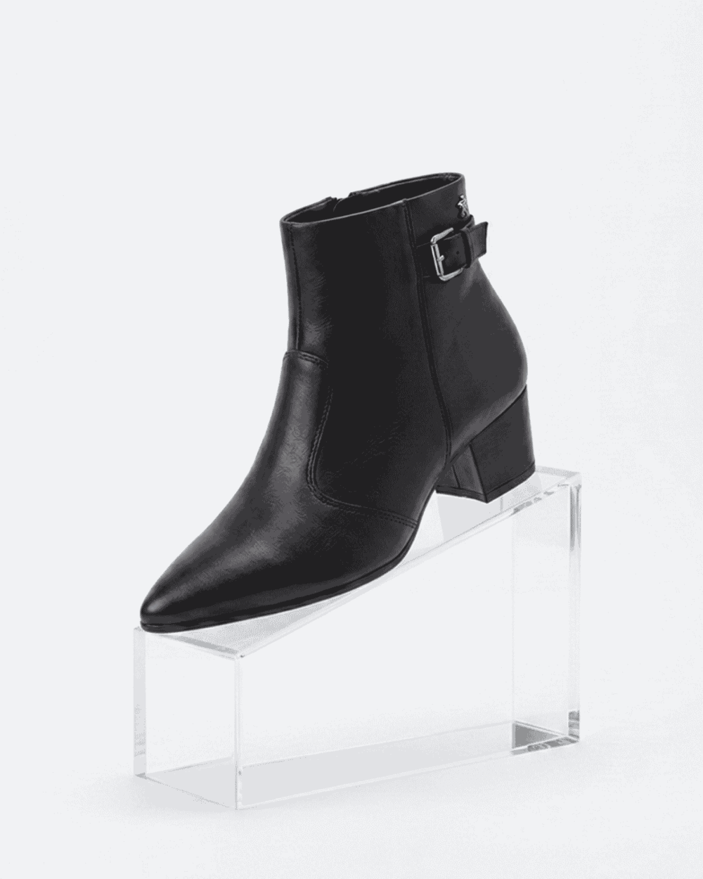 Botin Mujer Elegante Taco Med Comodo Acolchado Negro Softli-2