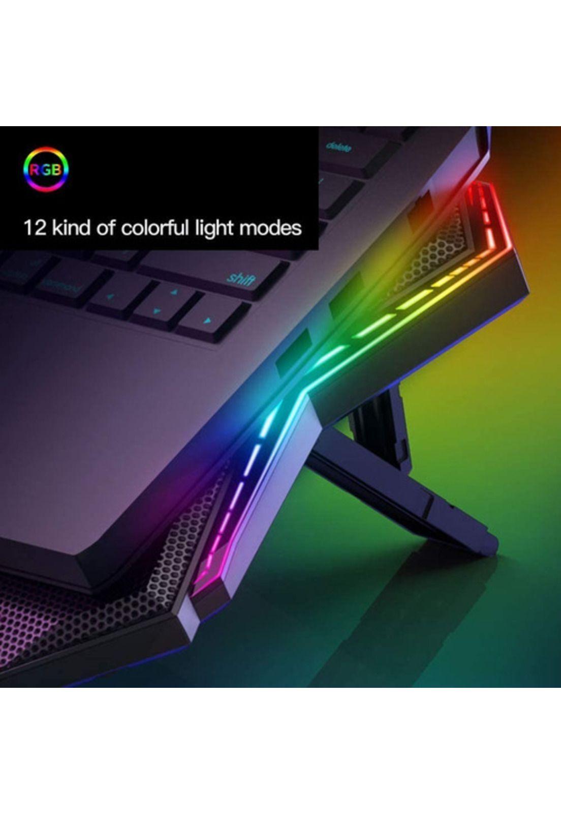 Soporte Cooling Gamer 6 Ventiladores, USB Dual, RGB-2