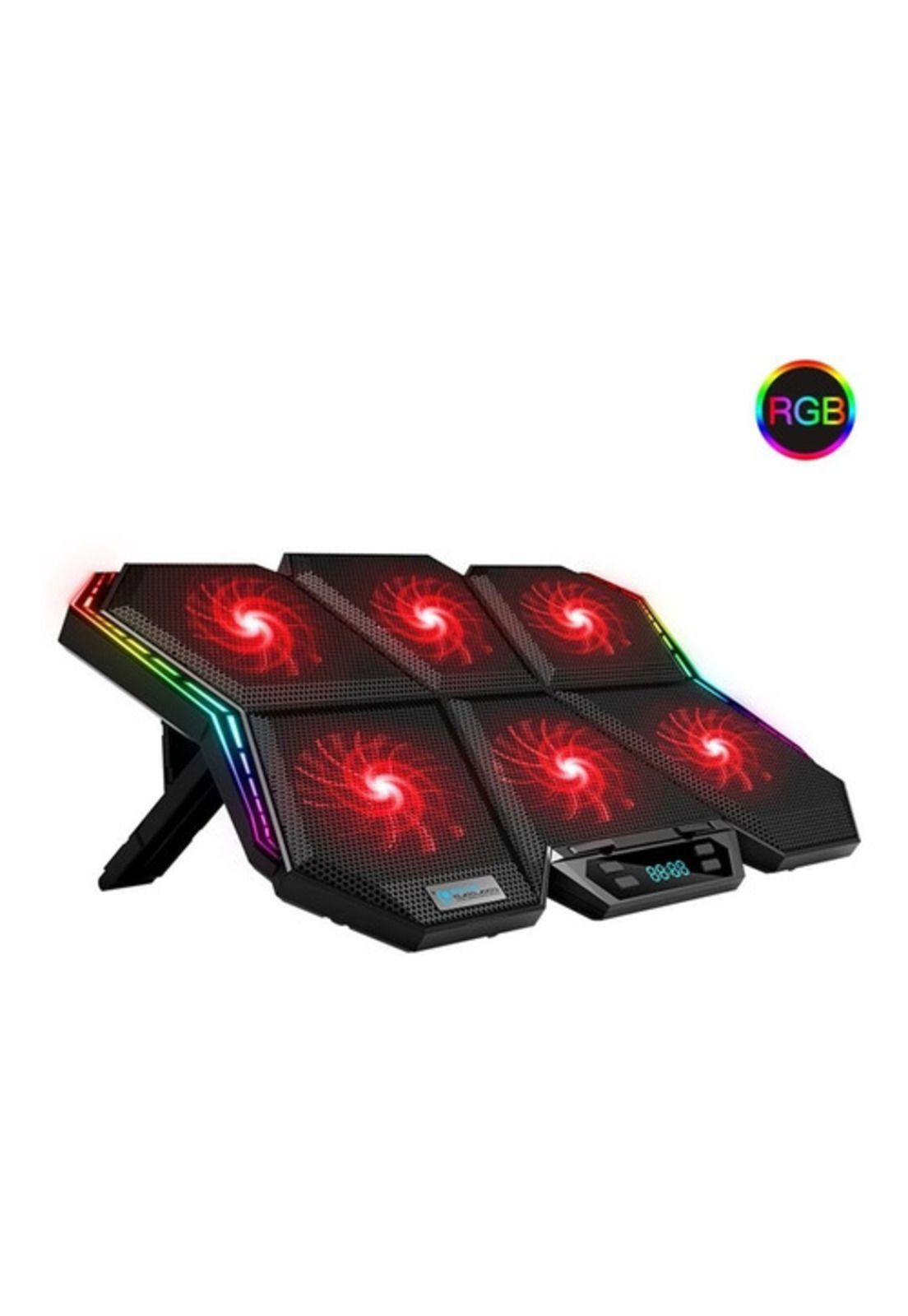 Soporte Cooling Gamer 6 Ventiladores, USB Dual, RGB-4