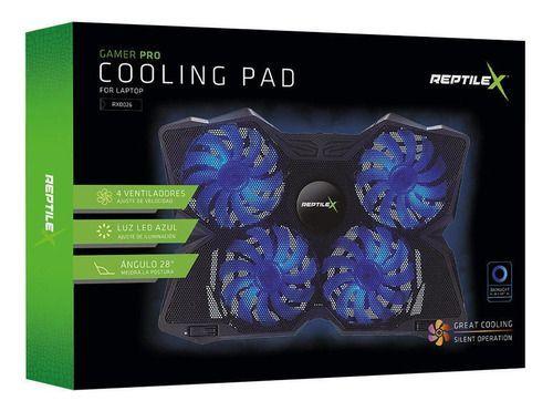 Soporte Cooling Gamer 4 Ventiladores, luz LED Azul-0