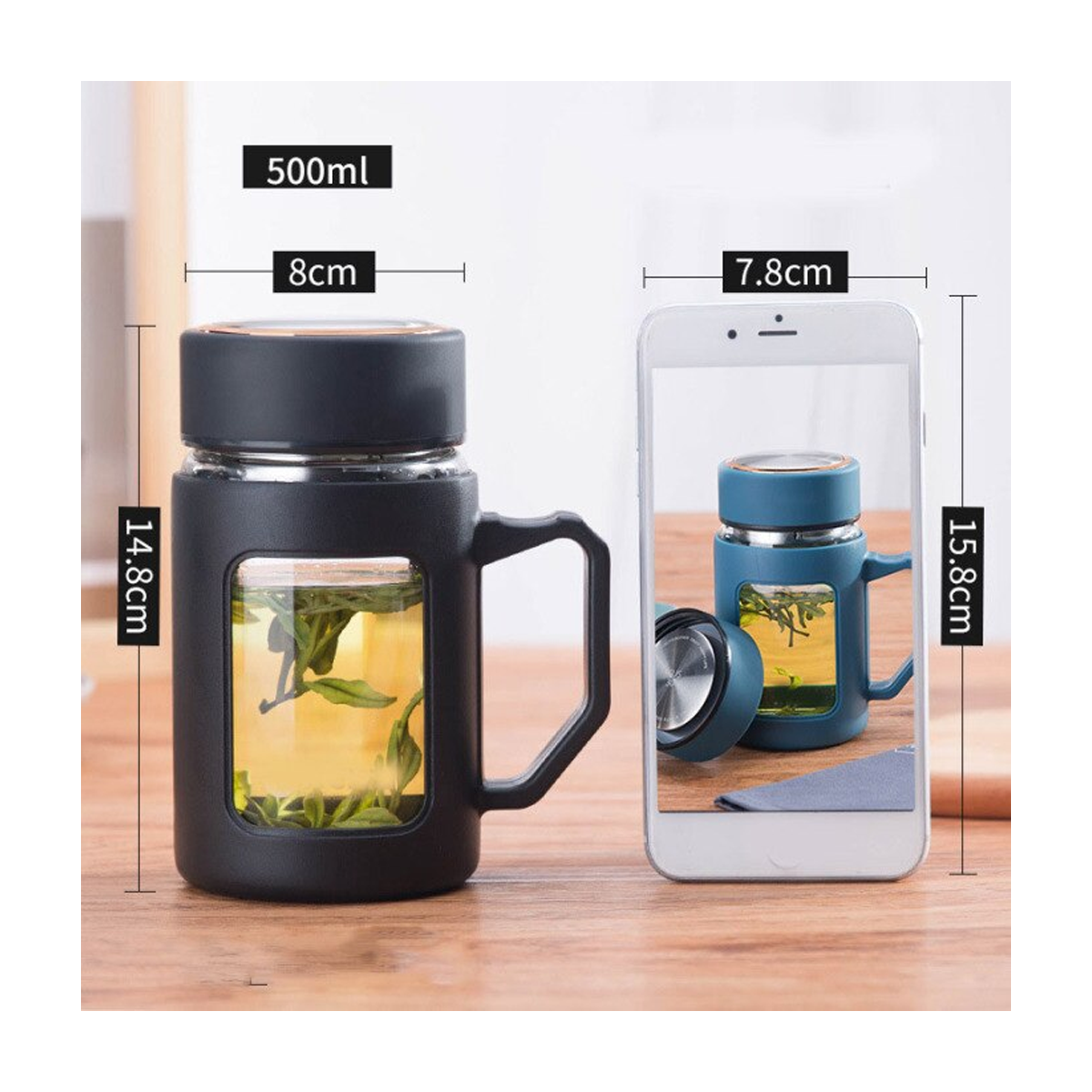 TAZÓN DE TÉ DE VIDRIO DE 500 ML CAFÉ-2