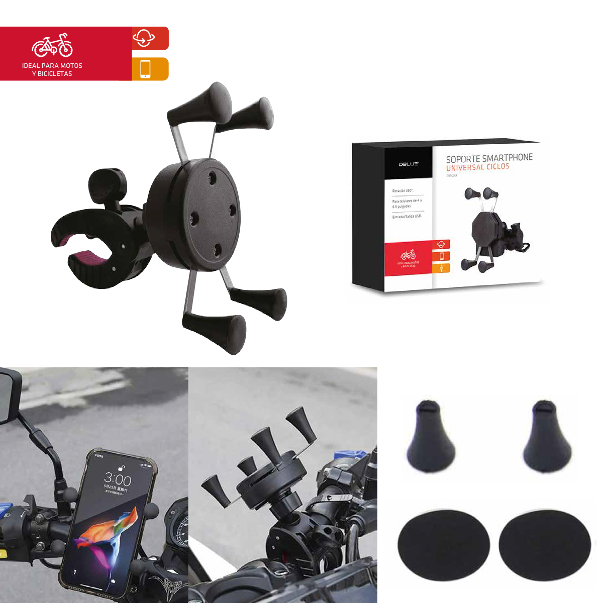 Soporte de smartphone para manilla de motocicleta-3