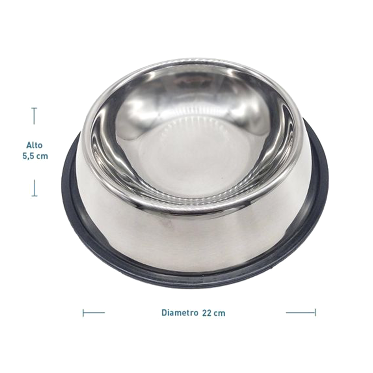 Plato para perro y gato 22 cm acero inoxidable-4