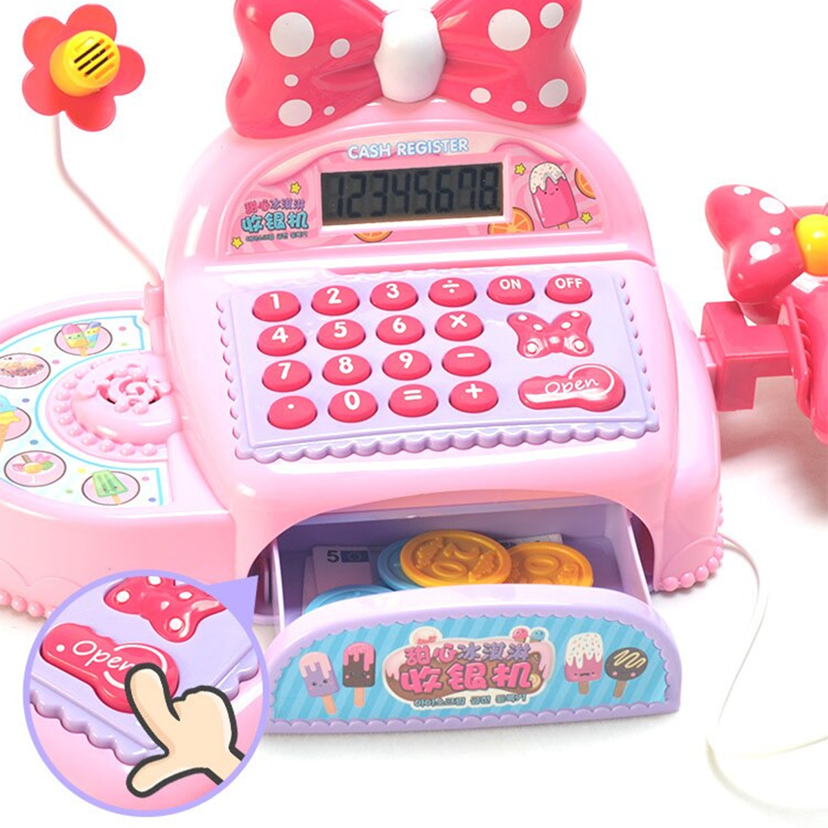 Caja registradora de juguete Rosada-4