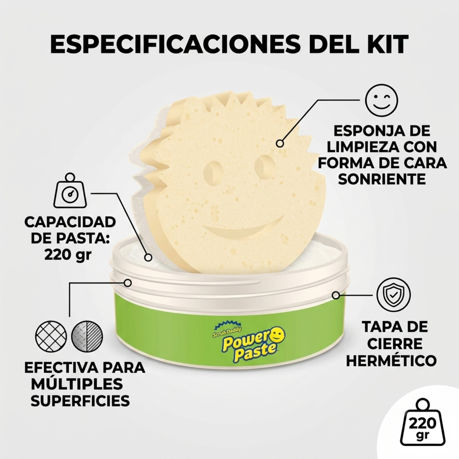 PowerPaste Scrub Daddy 250g + Esponja Scrub Mommy Kit-4