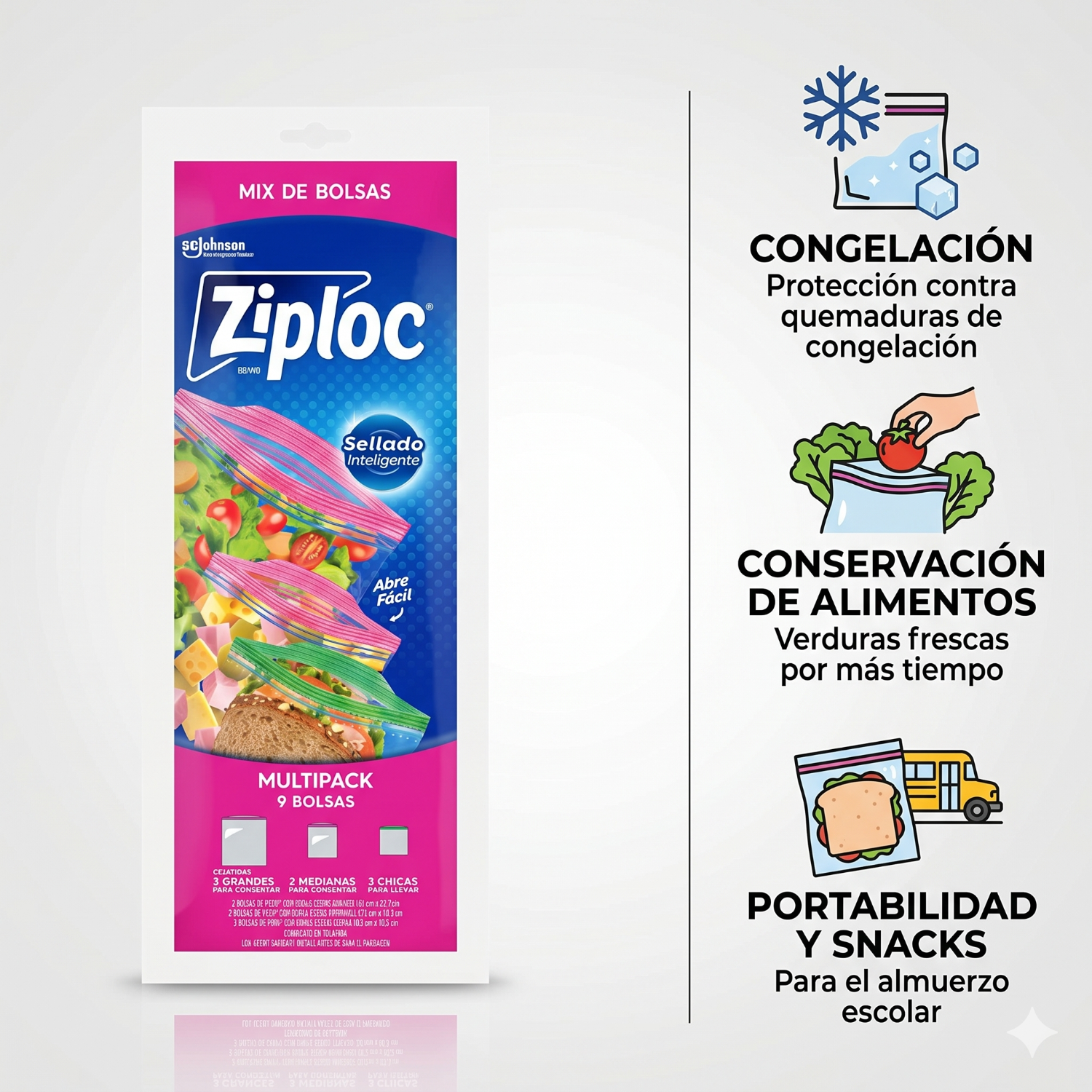 Bolsas Ziploc Multipack 9u para Alimentos y Freezer-2