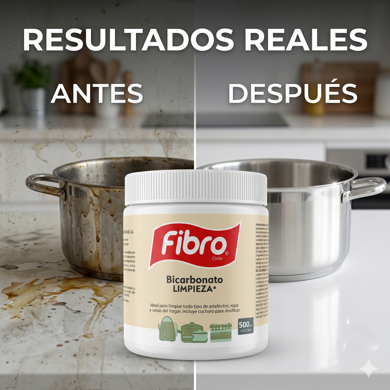 Bicarbonato Limpieza Fibro Chile 500g Multiusos-4