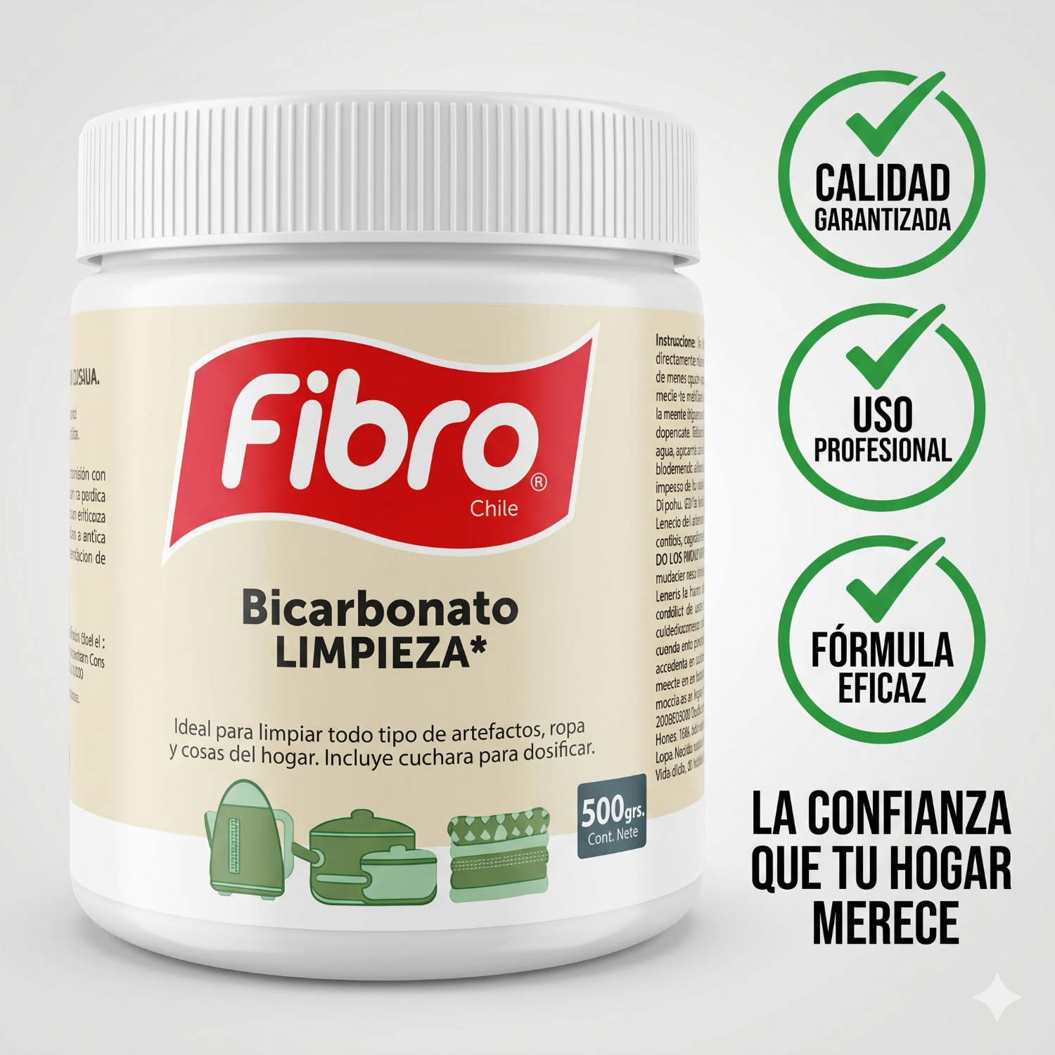 Bicarbonato Limpieza Fibro Chile 500g Multiusos-5