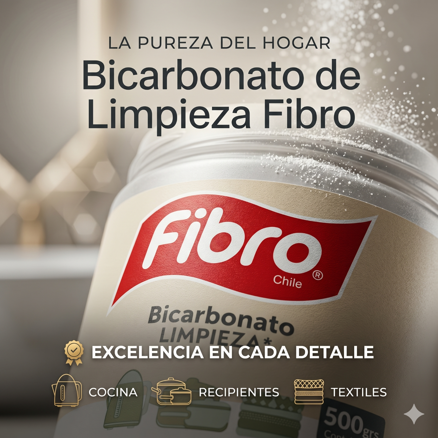 Bicarbonato Limpieza Fibro Chile 500g Multiusos-6