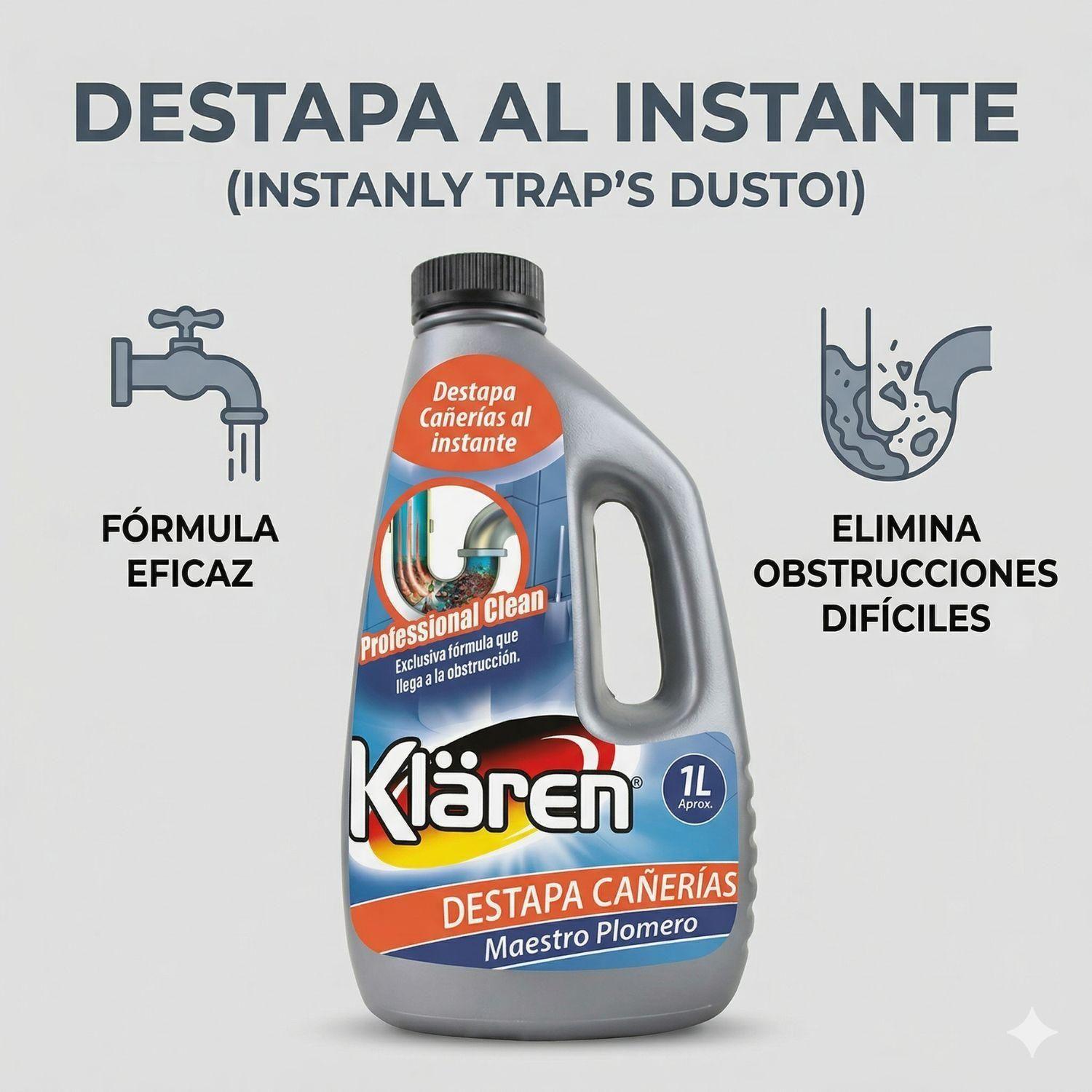 Desatascador Cañerías Klaren Maestro Plomero 1L-1