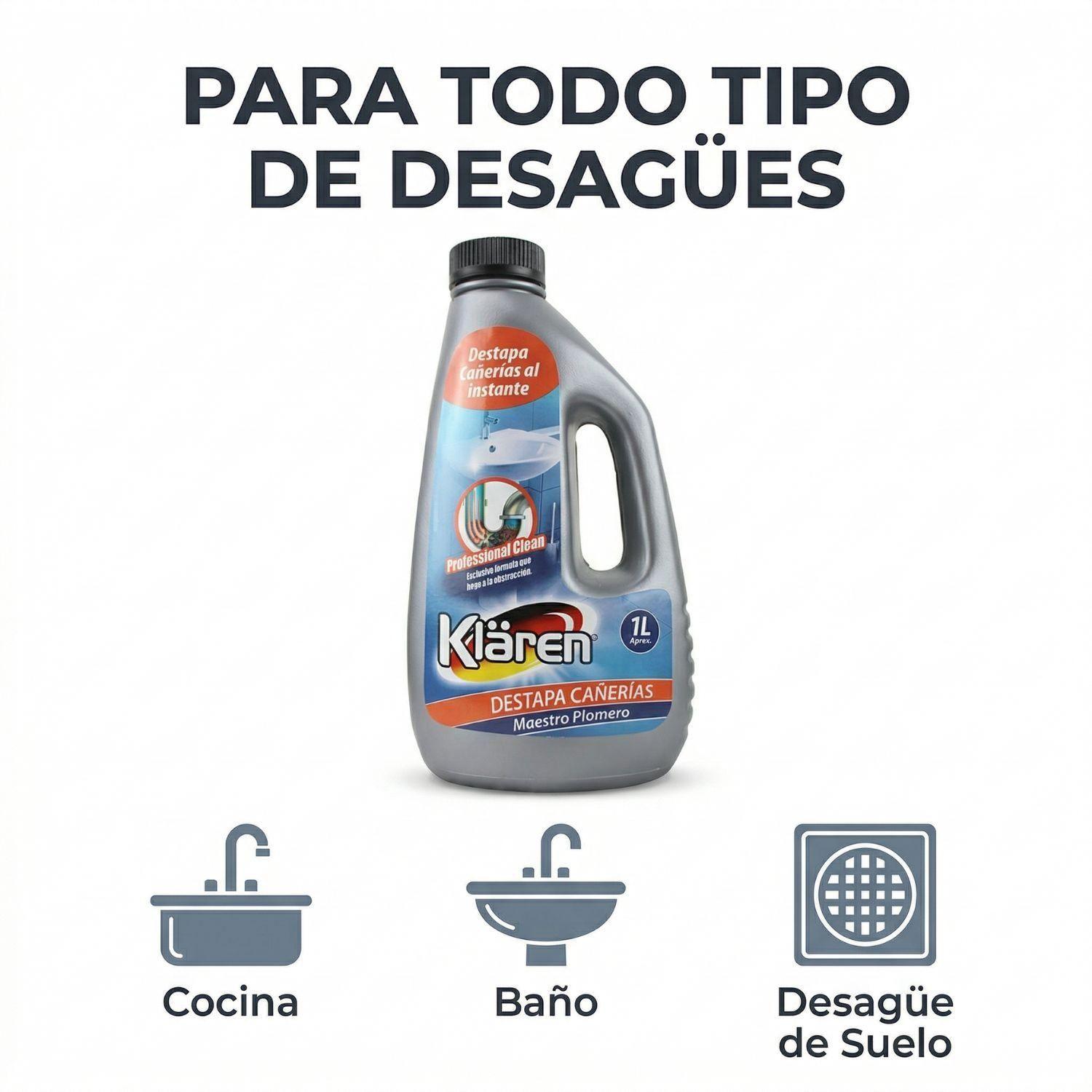 Desatascador Cañerías Klaren Maestro Plomero 1L-3