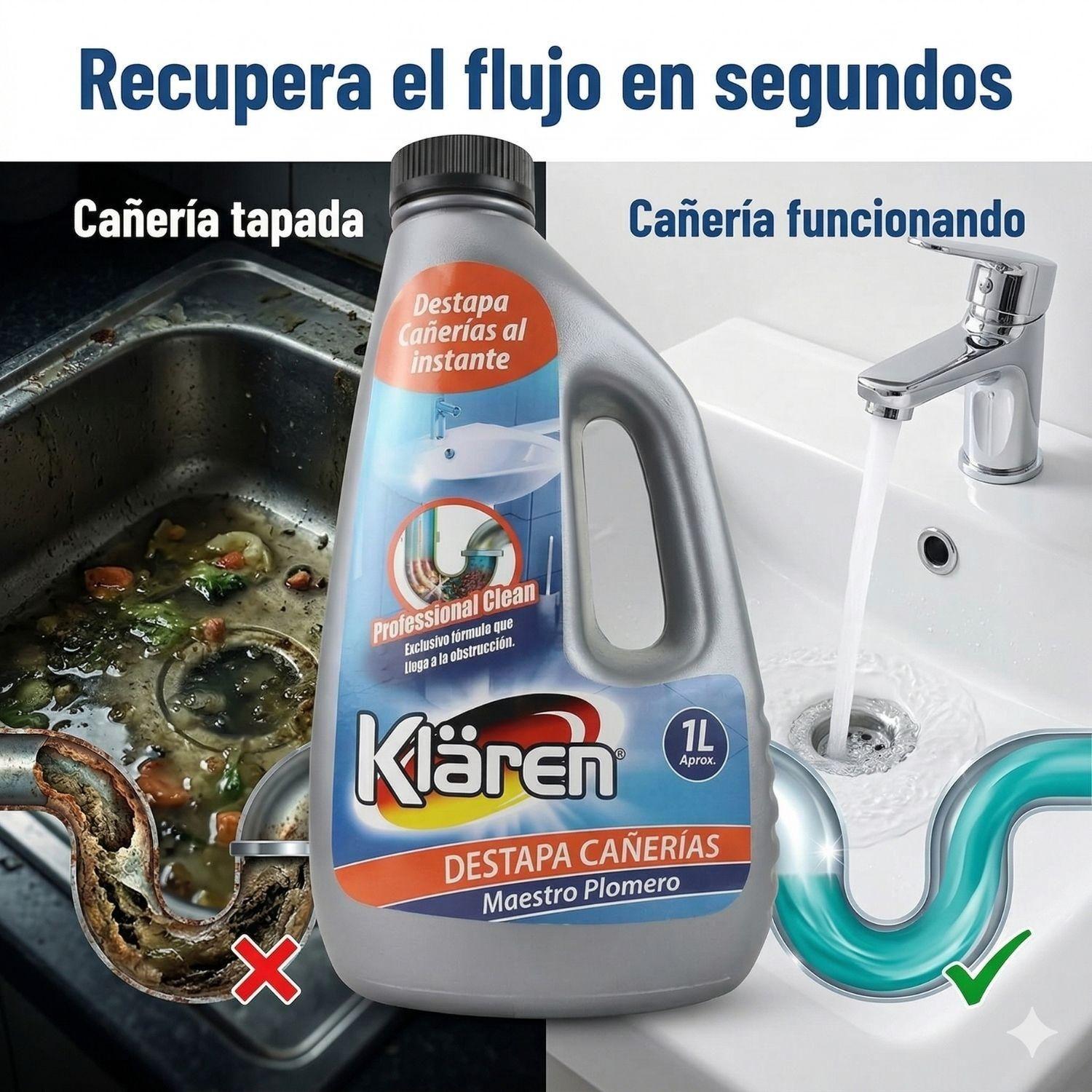 Desatascador Cañerías Klaren Maestro Plomero 1L-4