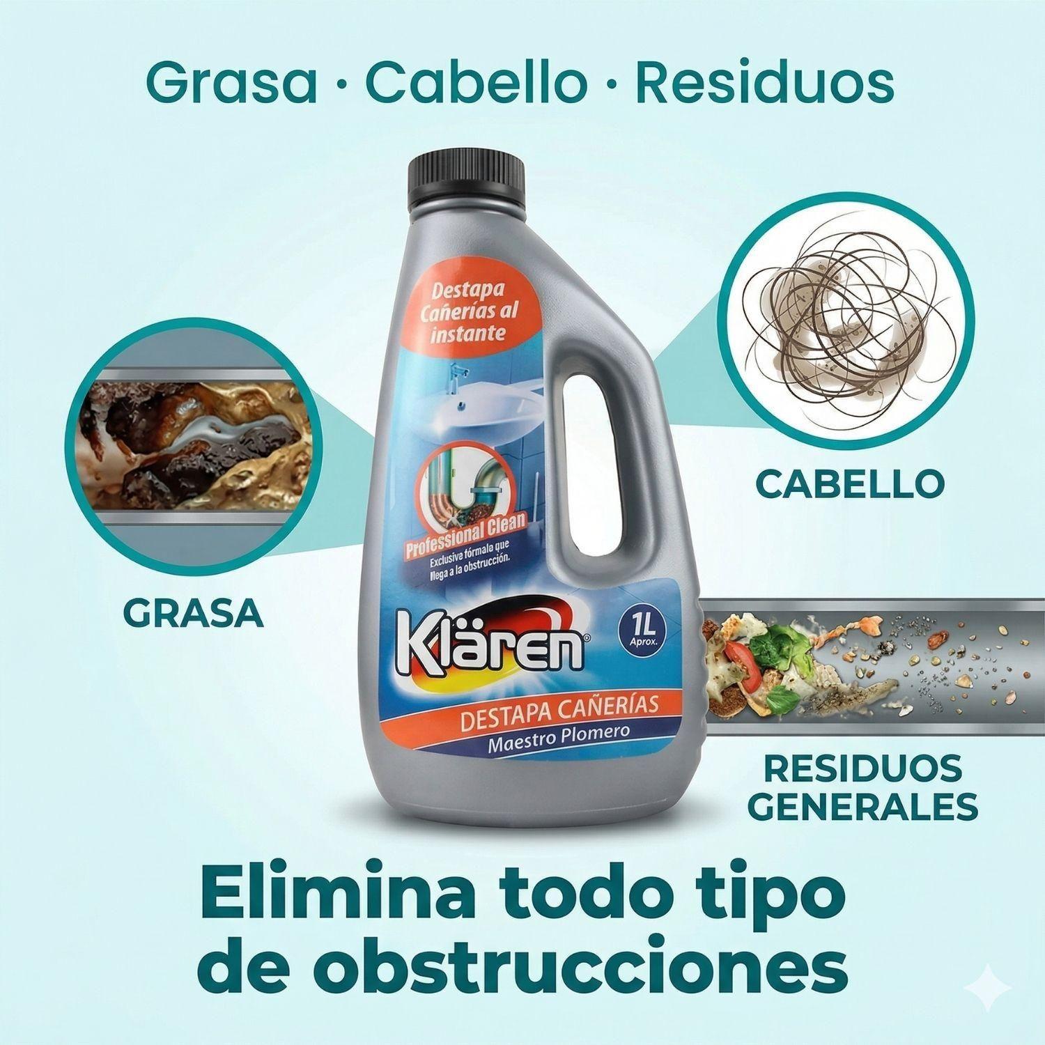 Desatascador Cañerías Klaren Maestro Plomero 1L-6