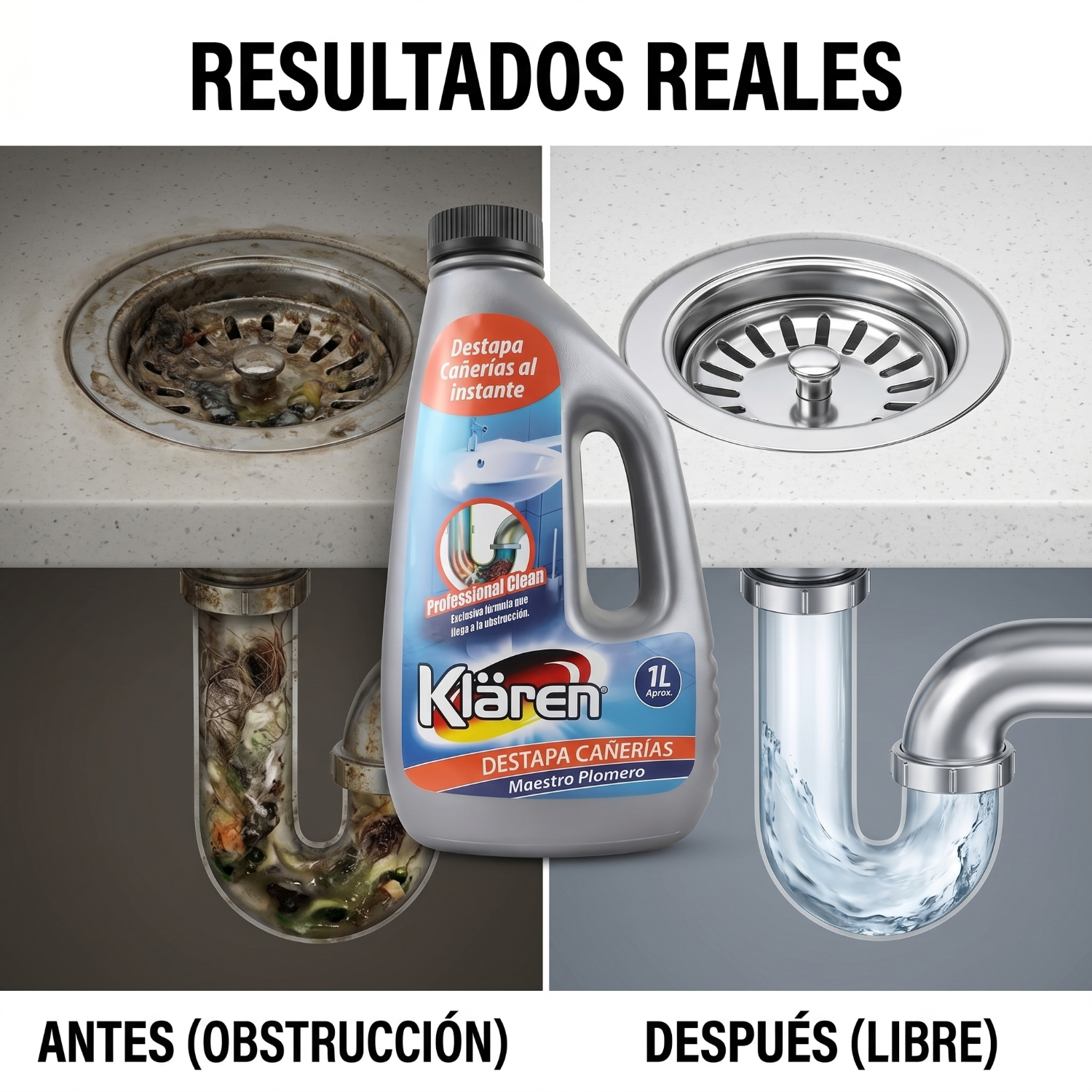 Desatascador Cañerías Klaren Maestro Plomero 1L-4