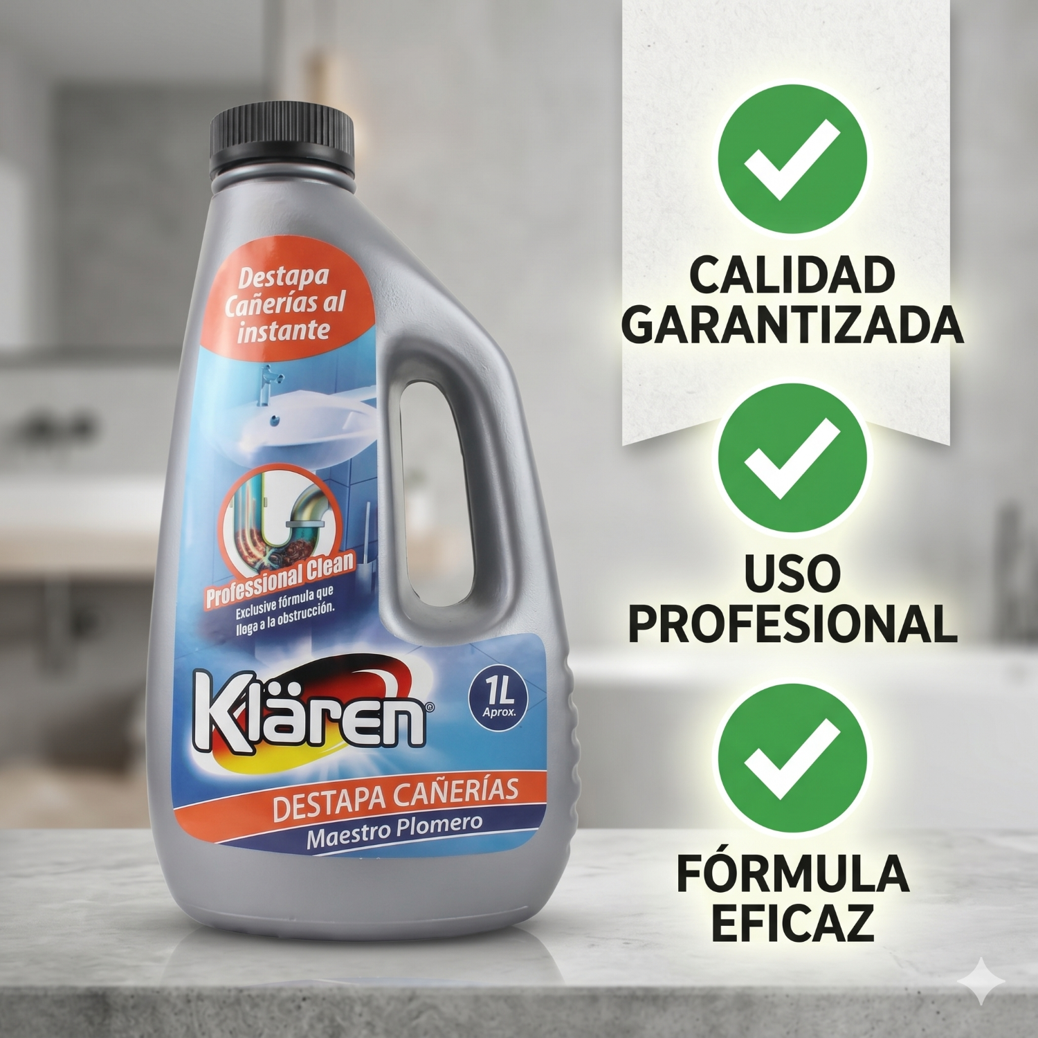 Desatascador Cañerías Klaren Maestro Plomero 1L-6