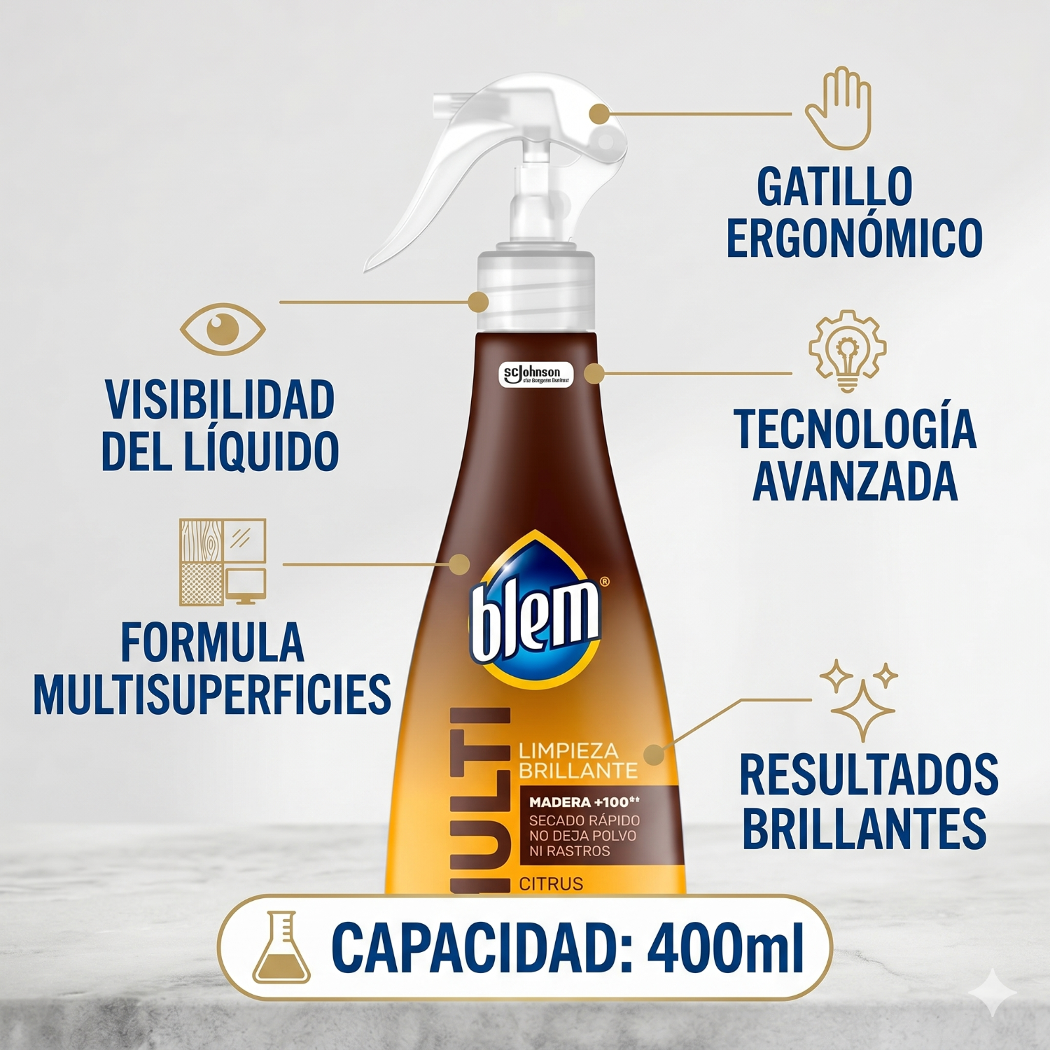 Limpiador Multisuperficies y Electrónicos Blem Gatillo 400ml-2