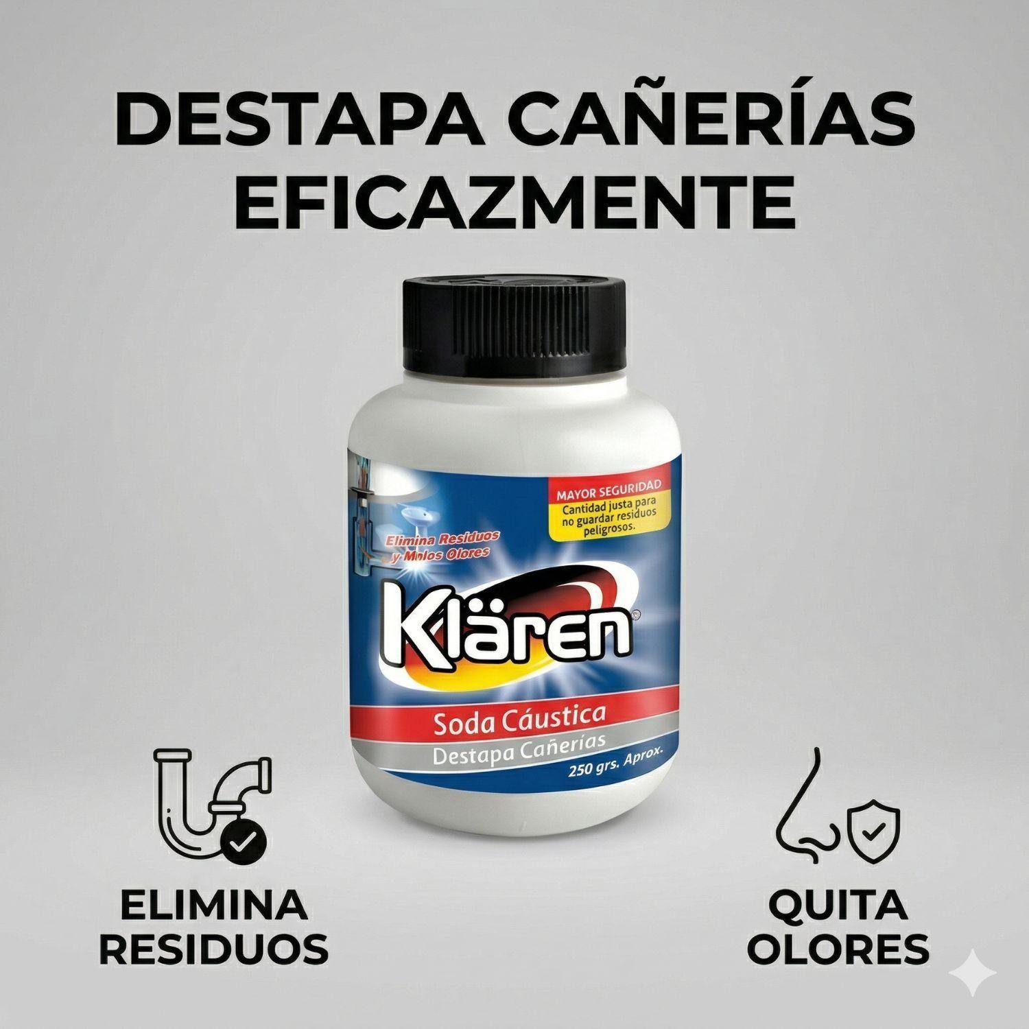 Destapa Cañerías Klaren 250 g – Soda Cáustica-1