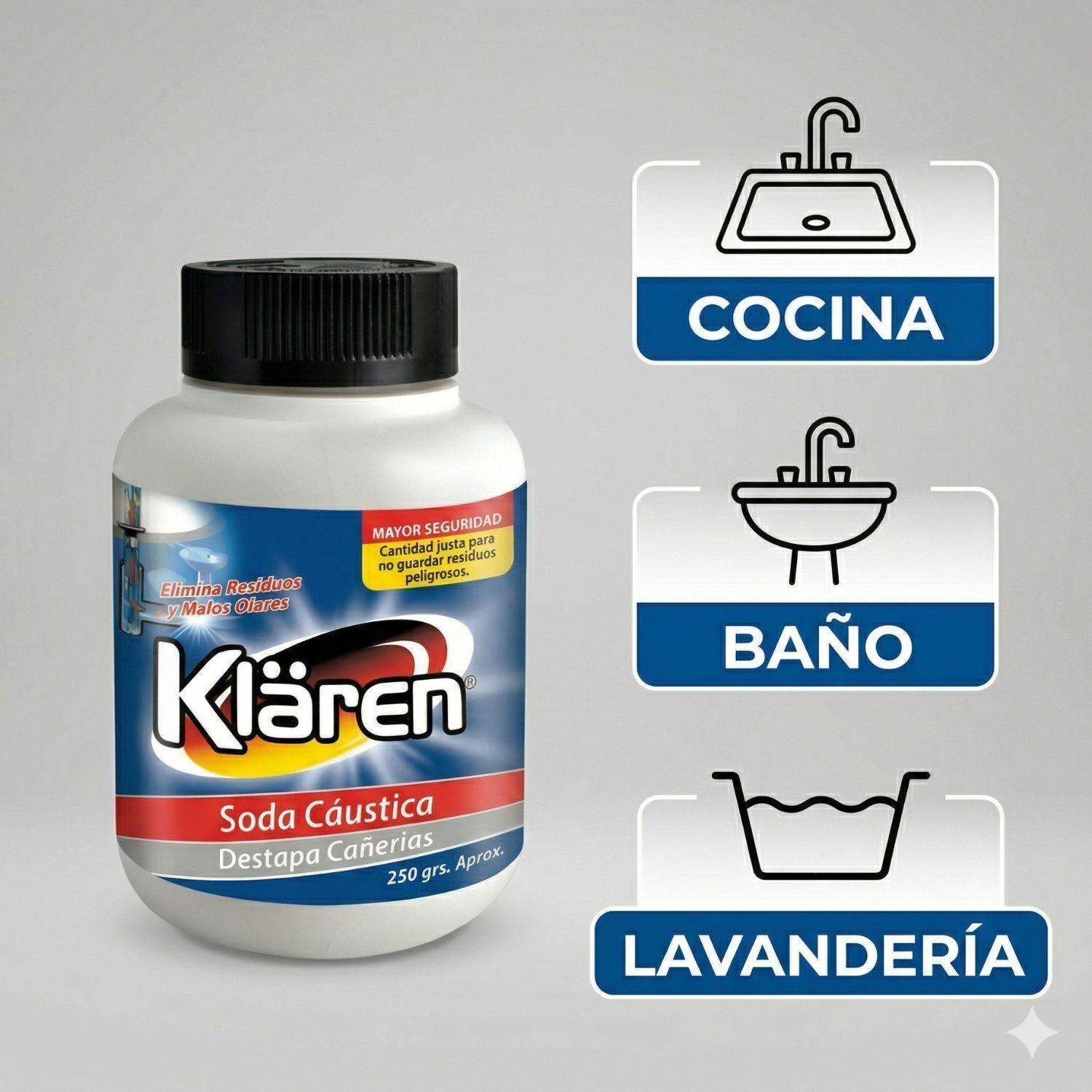 Destapa Cañerías Klaren 250 g – Soda Cáustica-2