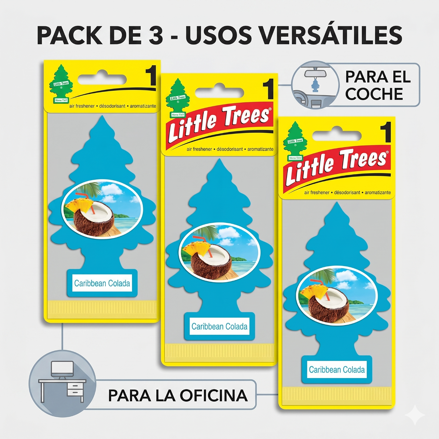 Aromatizante Pino Caribbean Colada Little Trees Pack X 3unid-3