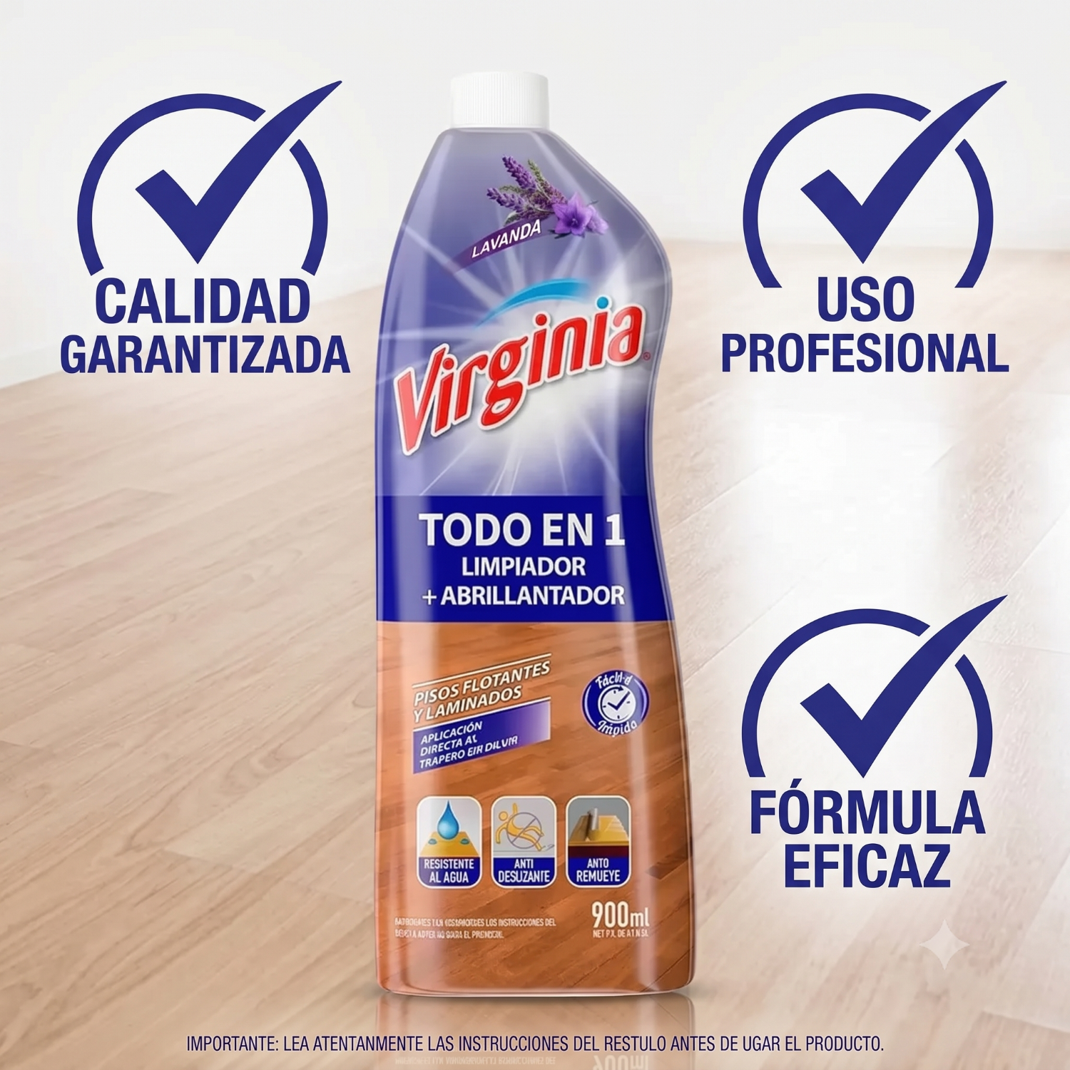 Limpiador + Abrillantador para Piso Flotante Virginia 900 ml-5