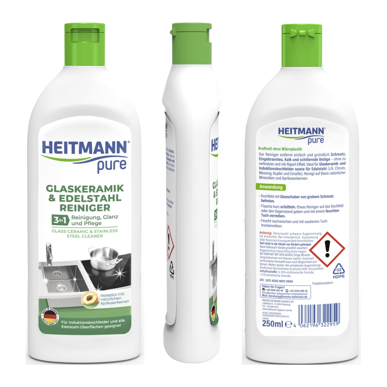 Heitmann Limpiador Vitrocerámica y Acero Inox 250ml-3