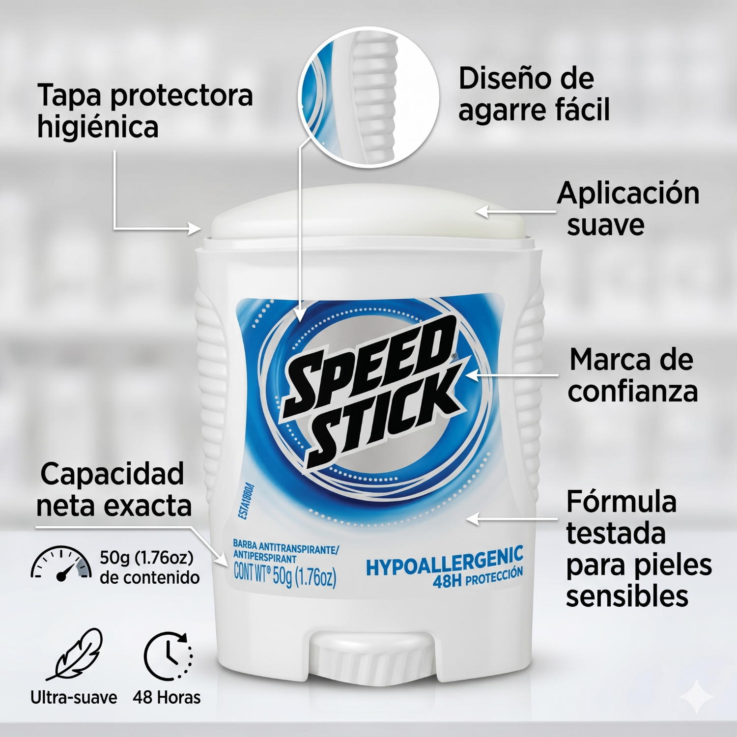 Desodorante barra Speed Stick Hipoalergénico 50gr-3