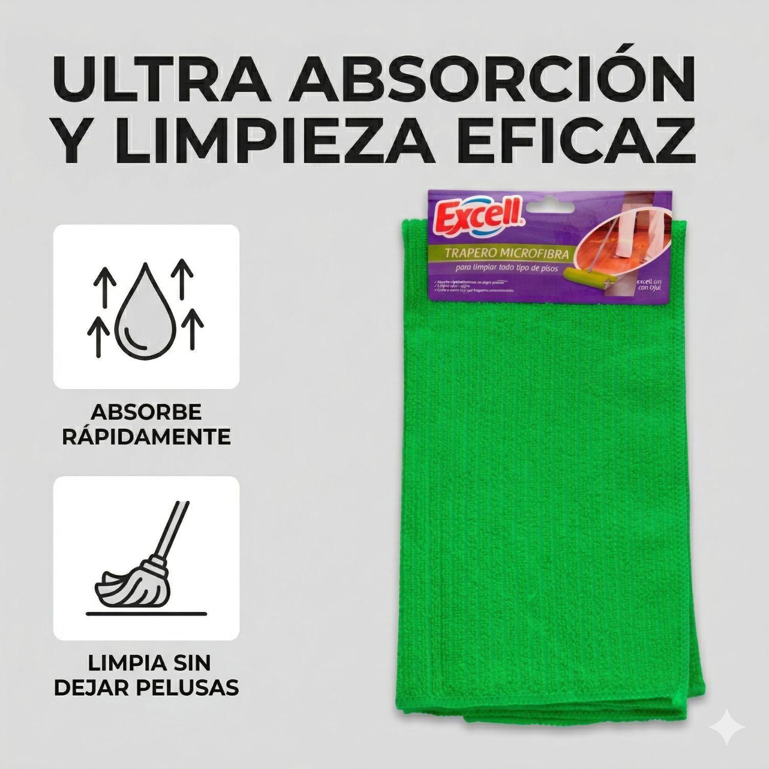 Trapero Microfibra Excell 50x60 cm Con Ojal Ultra Absorbente Para Piso-2