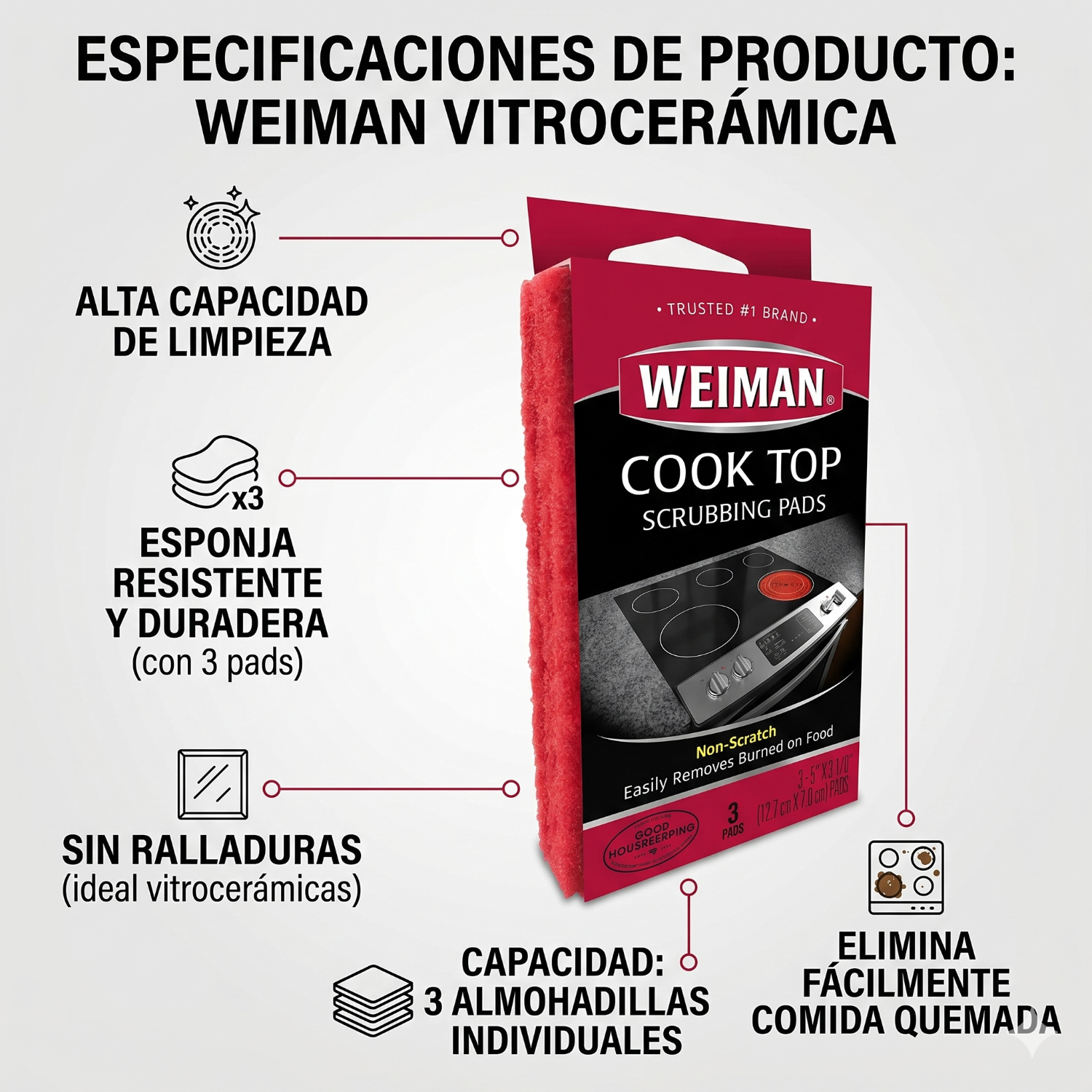 Esponja Vitrocerámica Weiman 3 Unidades-3