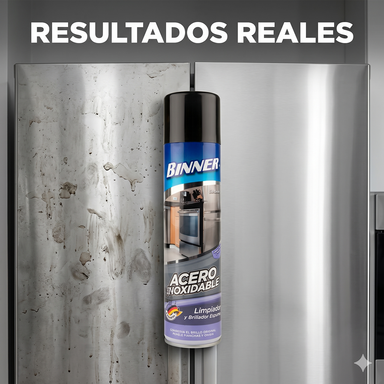 Limpiador y Brillador Binner Acero Inoxidable Espuma 400ml-4