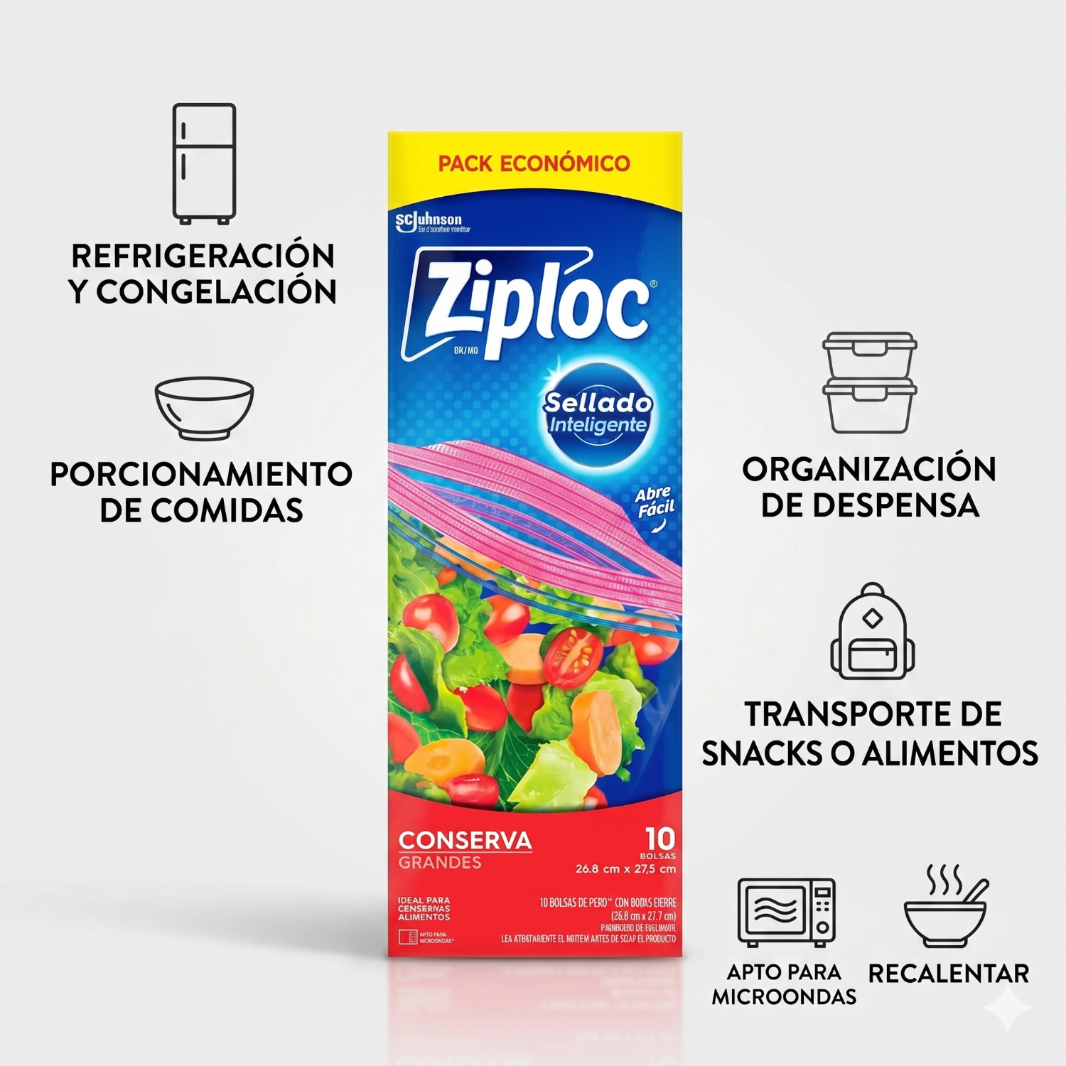 Bolsas Ziploc Grandes 10 Un Para Conservar-3