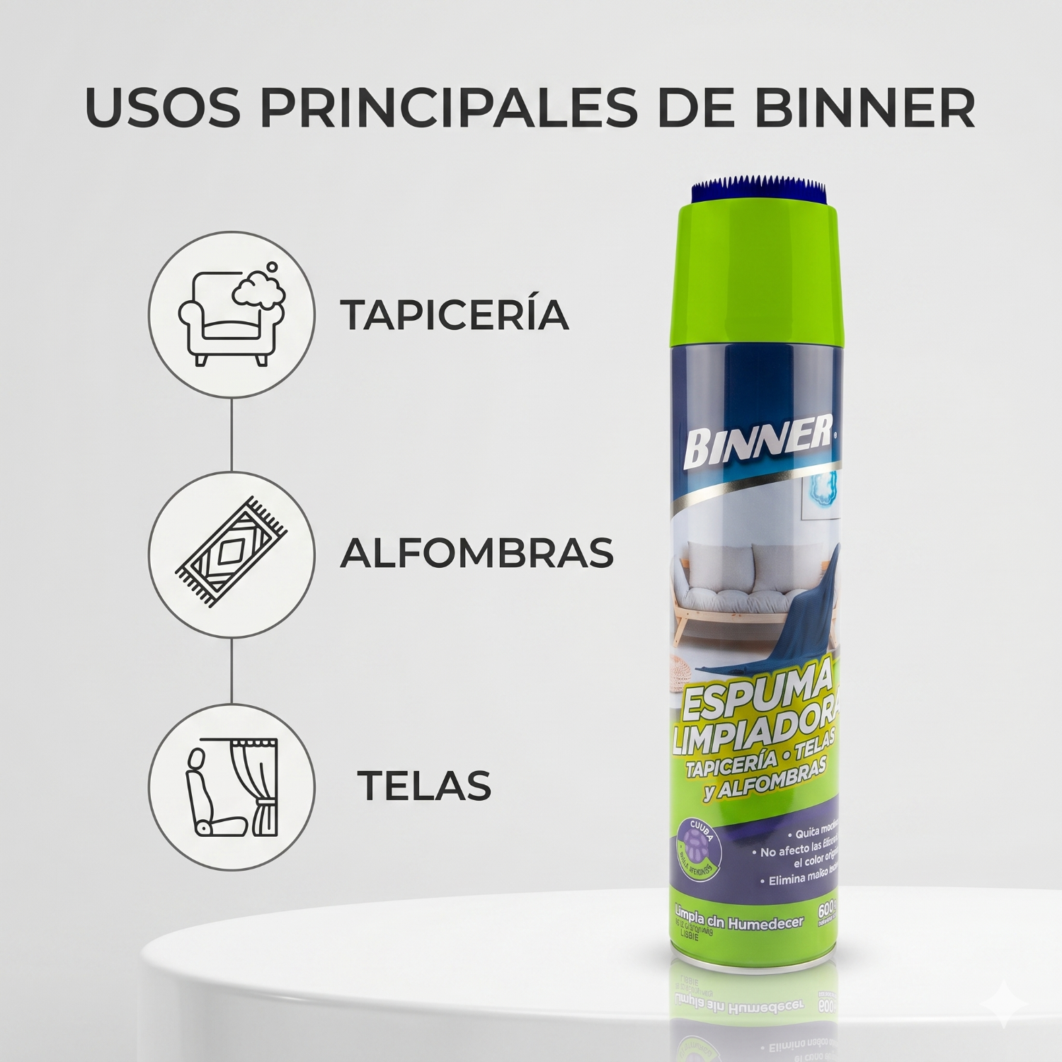 Limpiador Tapiceria, Telas, Alfombras Binner 600ml-2