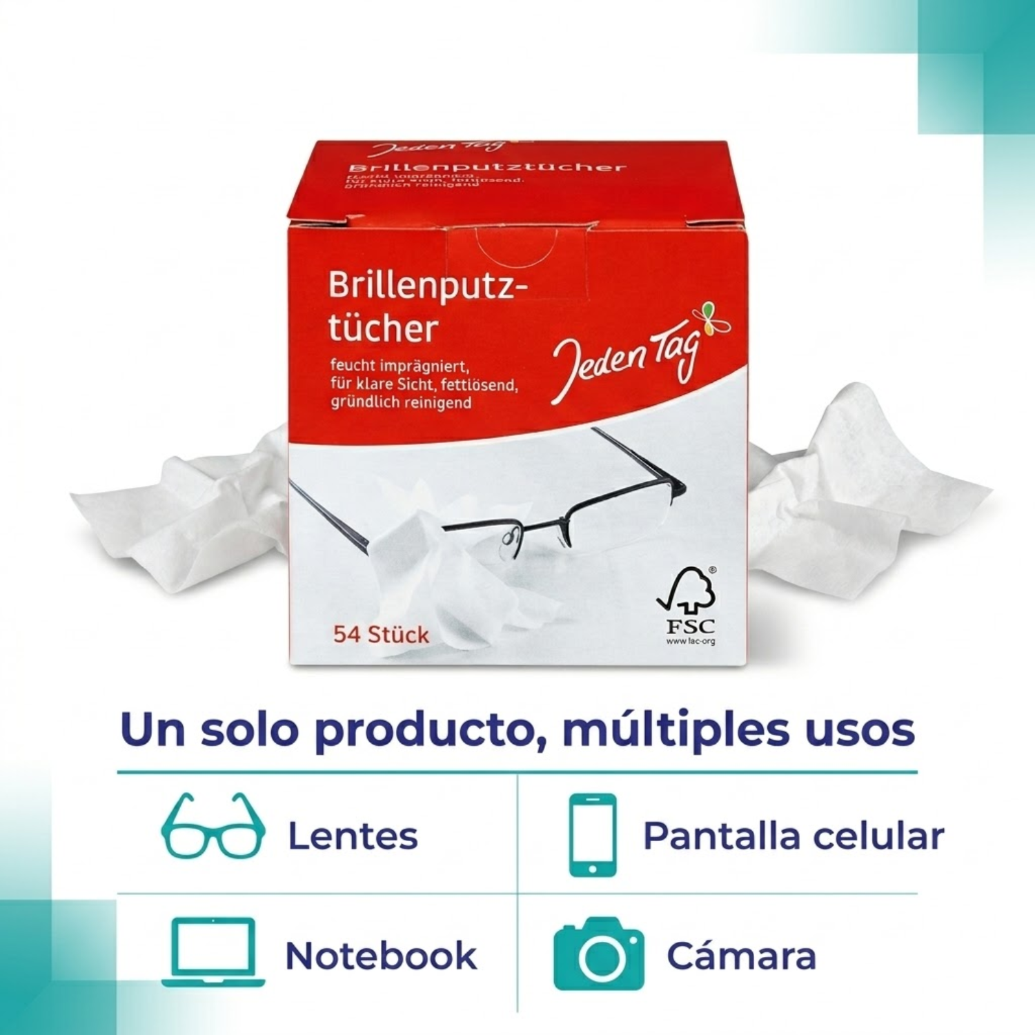 Paños Limpieza De Lentes Jeden Tag 54unid-3