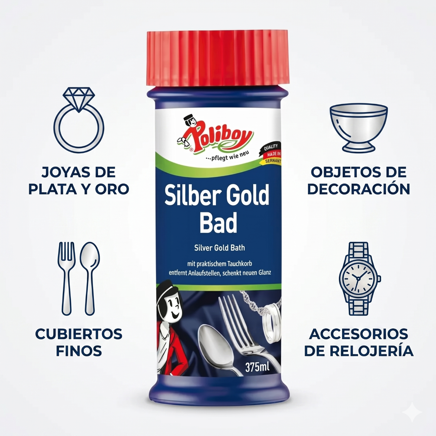Limpiador para Joyas y Cubiertos POLIBOY 375ml-3