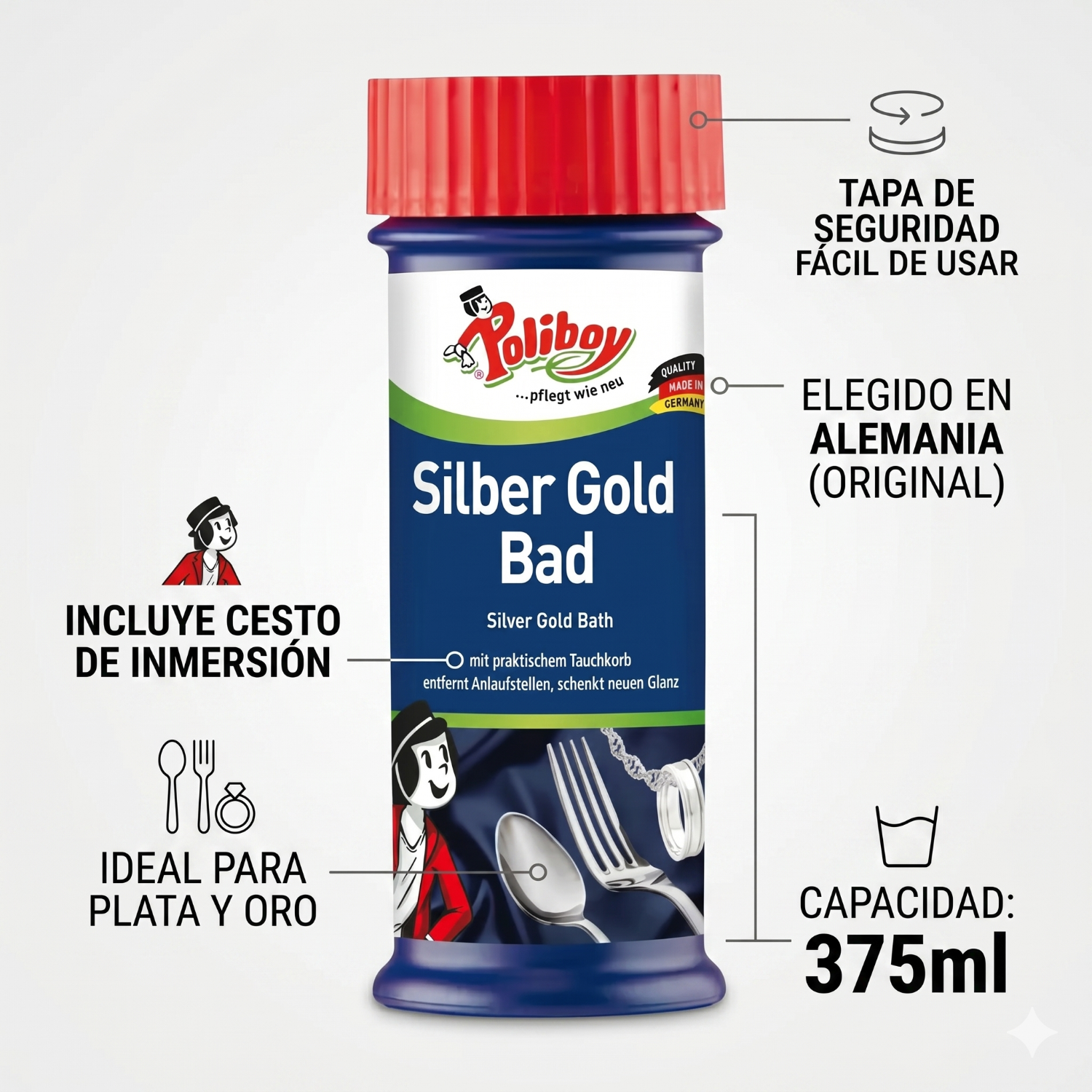 Limpiador para Joyas y Cubiertos POLIBOY 375ml-4