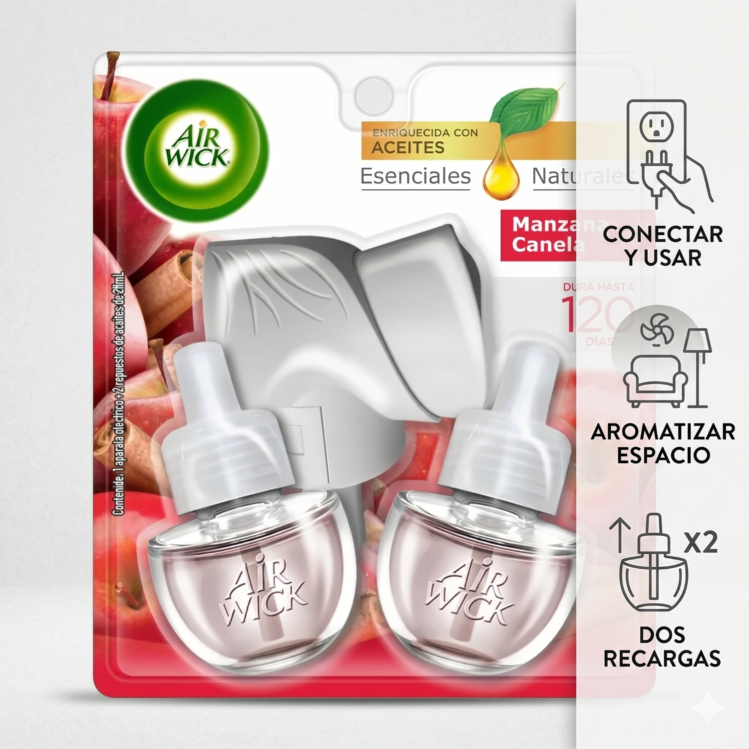Aparato Electrico Air Wick Manzana Canela + 2 Repuestos 21ml-2