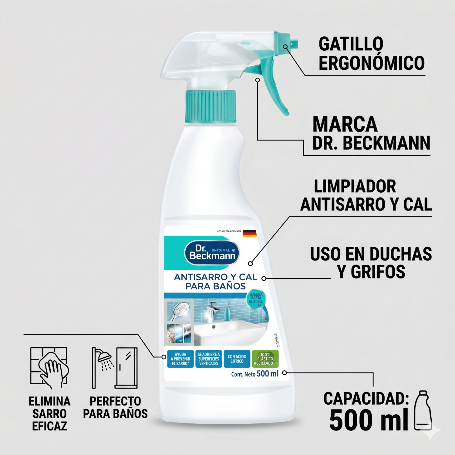 Limpiador Antisarro y Cal Baños Dr. Beckmann 500ml-3