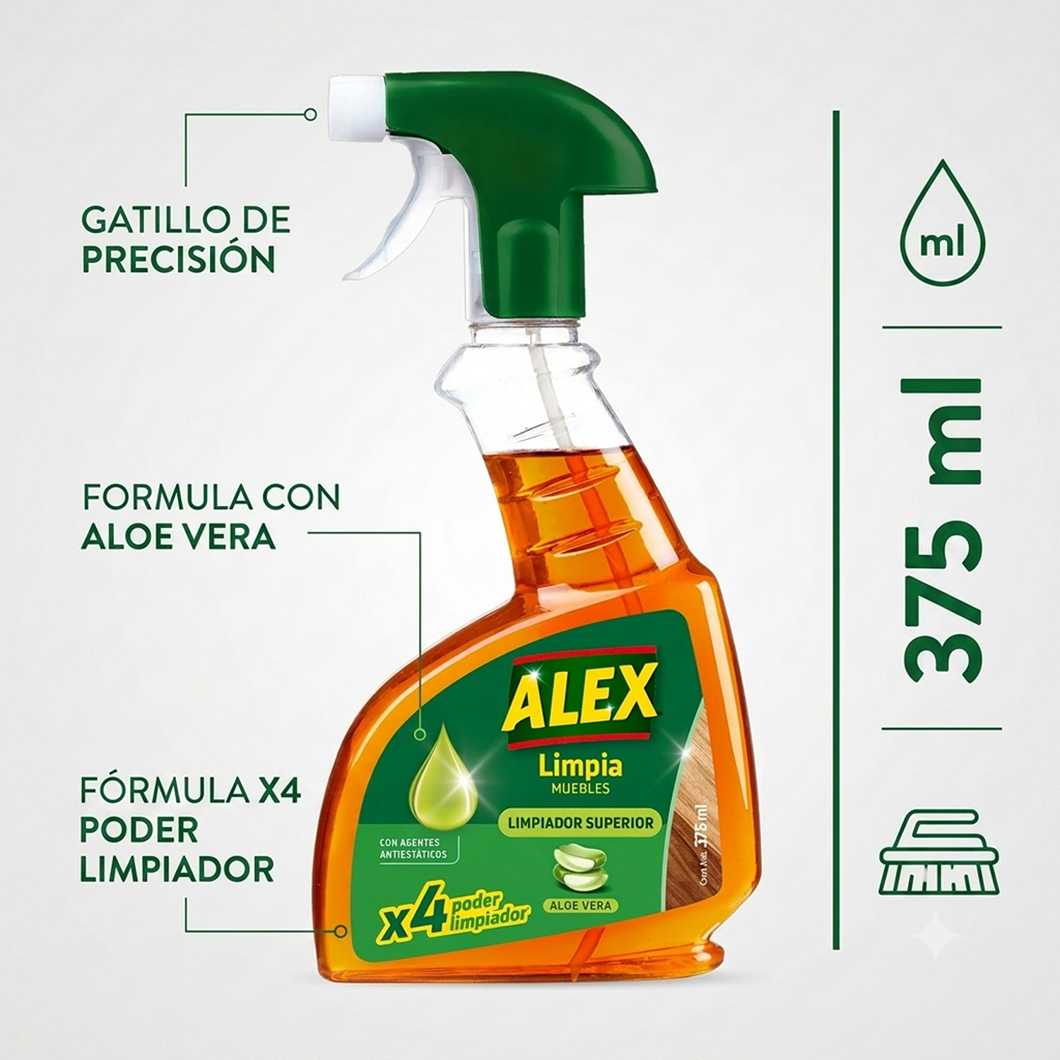 Limpiador Muebles Gatillo Alex Aloe Vera 375ml Sin Rastros-2