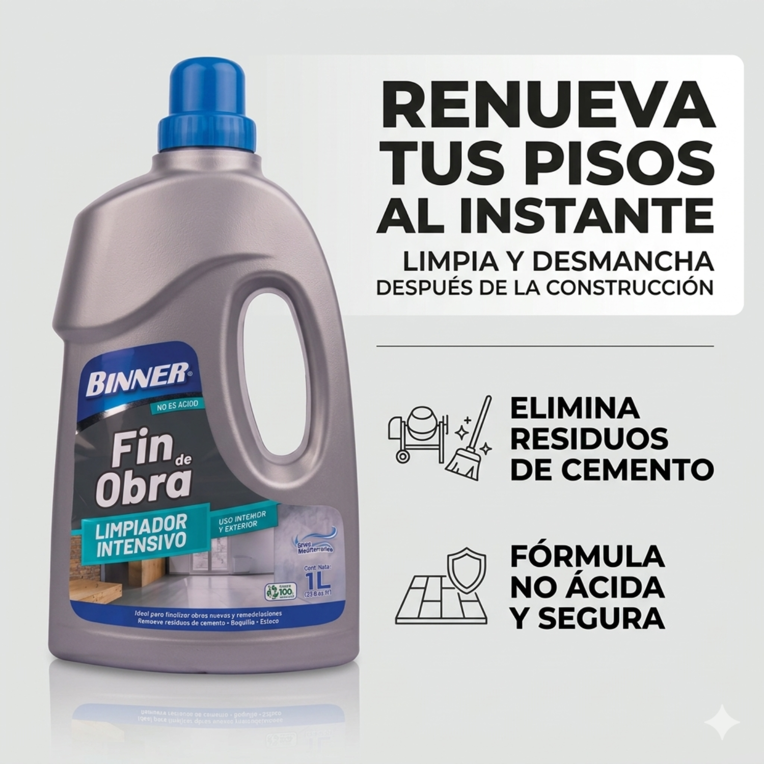 Limpiador Removedor Fin De Obras Binner 1l-3