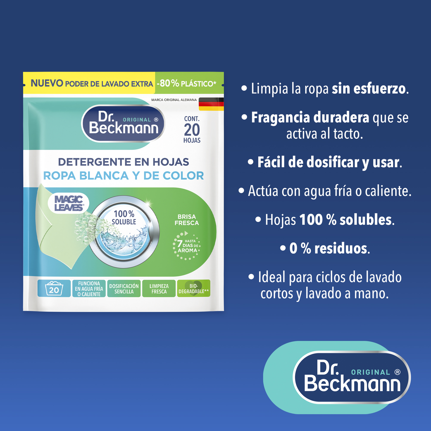 Detergente en hojas Dr. Beckmann Magic Leaves 20 hojas-2