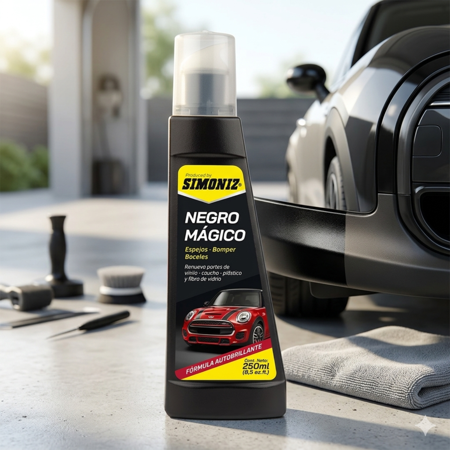 Restaurador De Plásticos Auto Simoniz Negro Mágico 250ml Parachoques-6