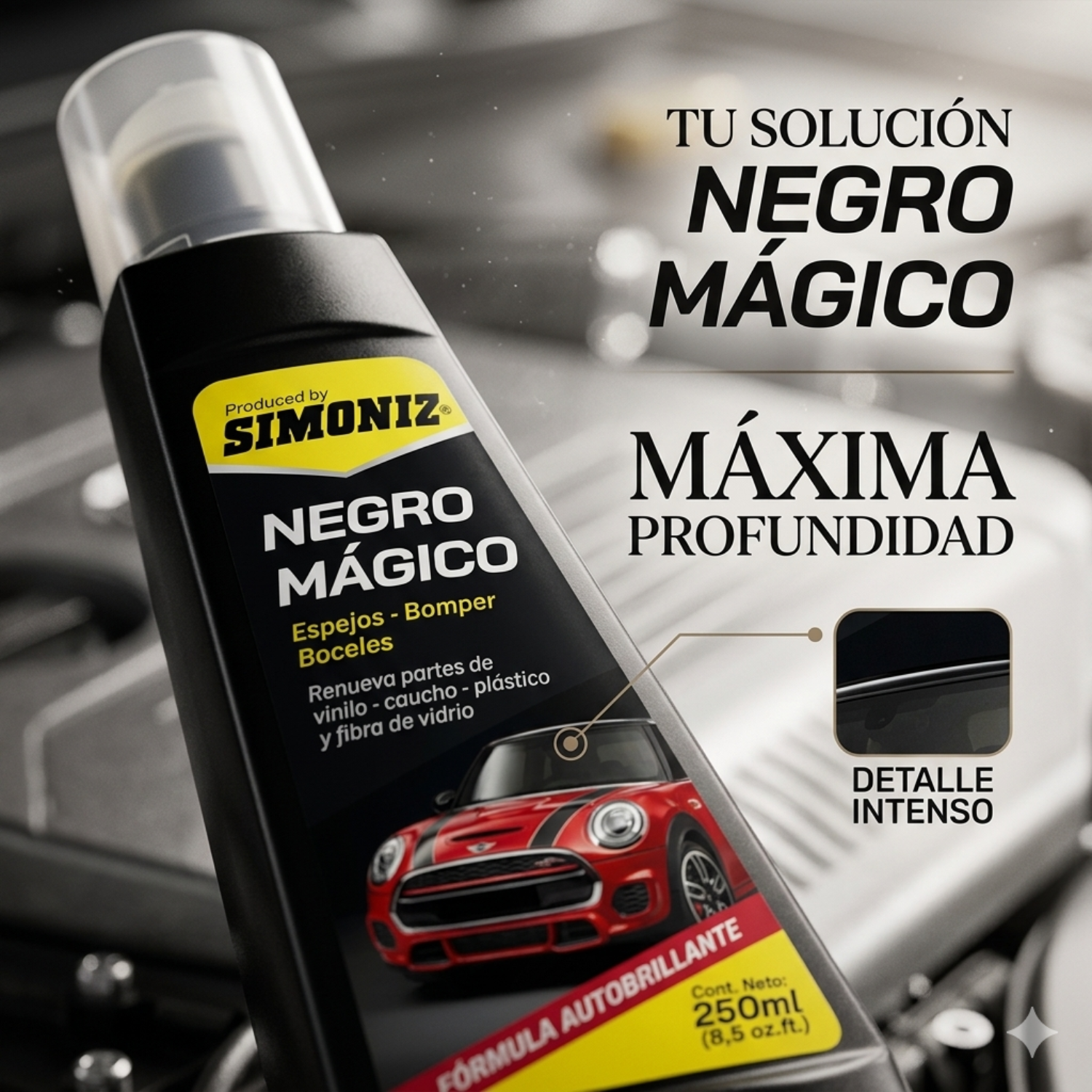Restaurador De Plásticos Auto Simoniz Negro Mágico 250ml Parachoques-7