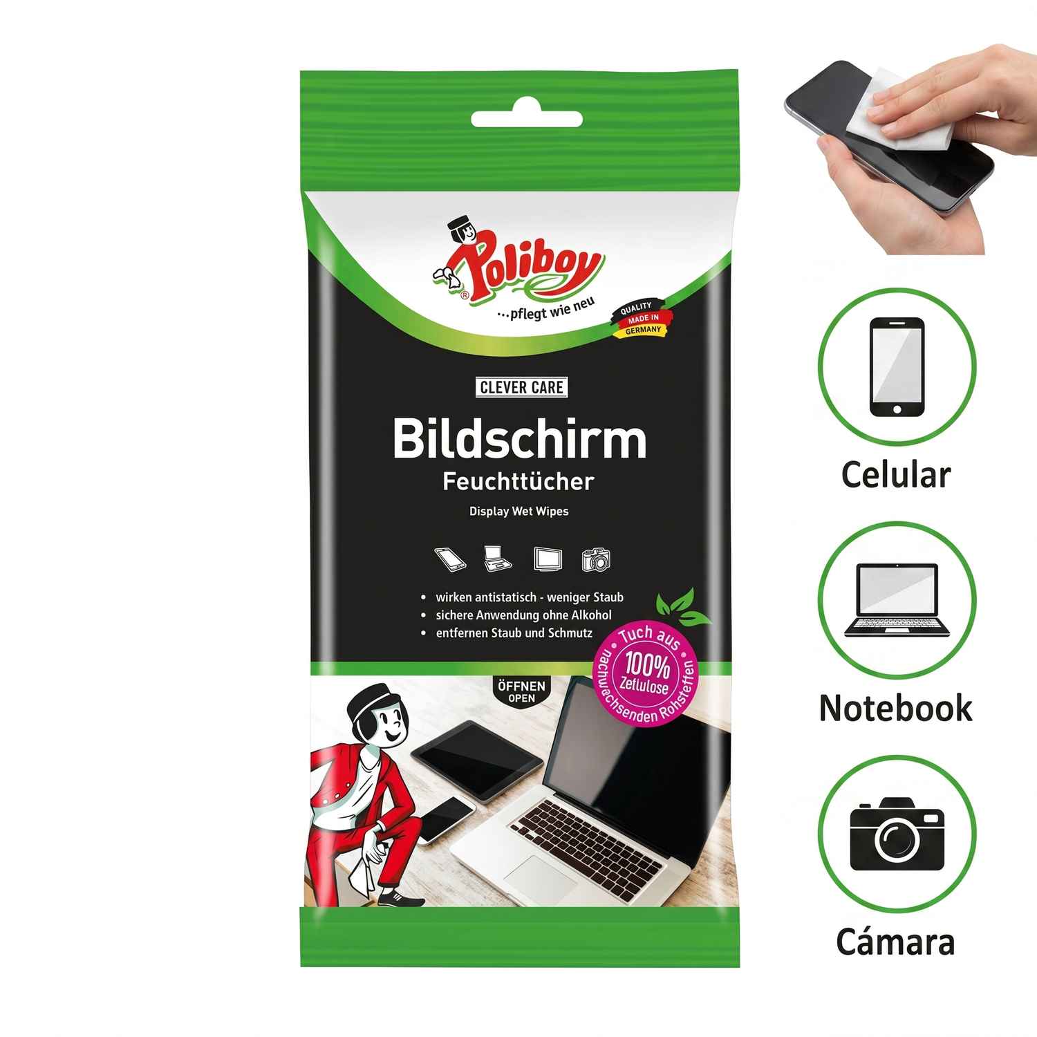 Toallitas Limpiadoras Pantallas Celular Notebook 30 Und-2