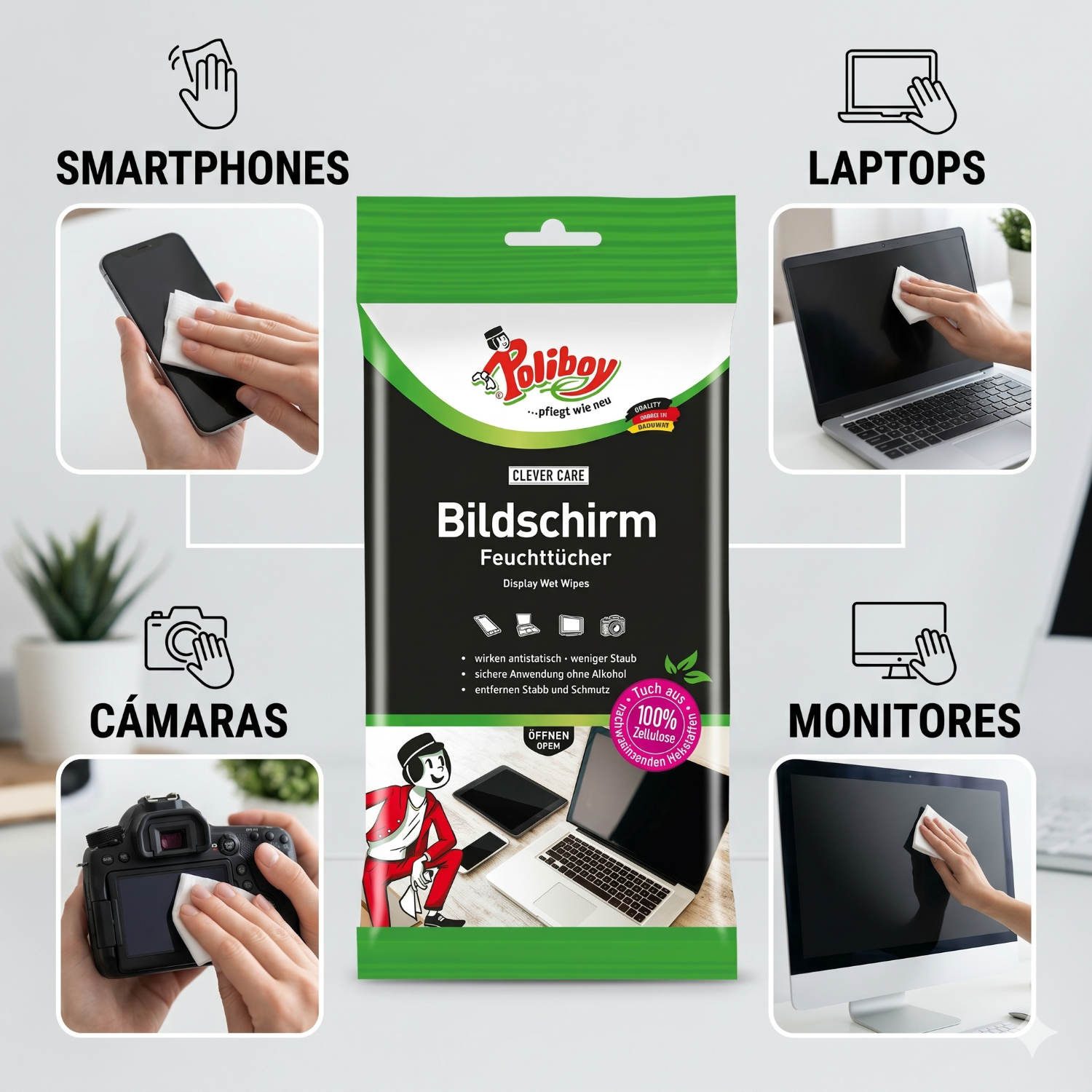 Toallitas Limpiadoras Pantallas Celular Notebook 30 Und-4