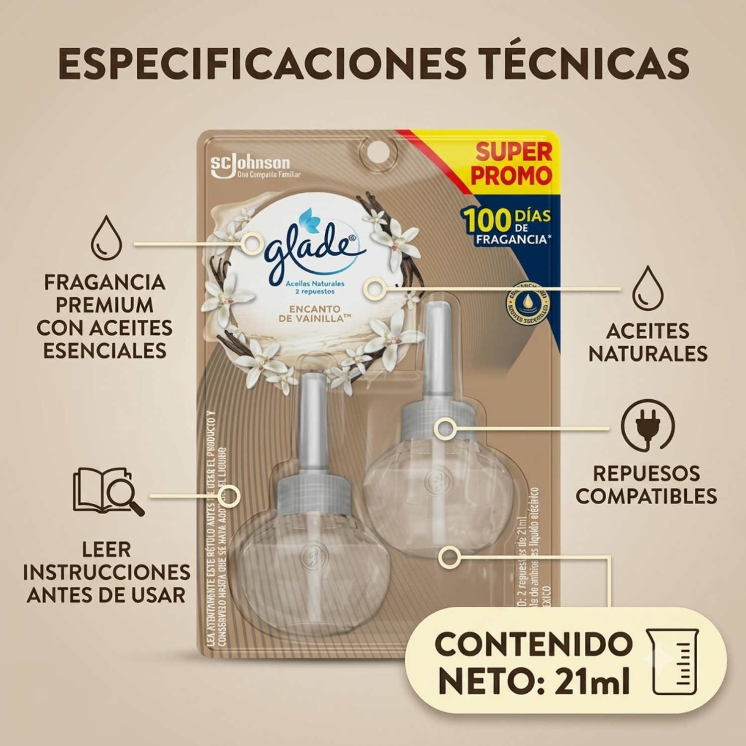 Recarga Glade Aceite Natural Vainilla 21mlx2unid-3