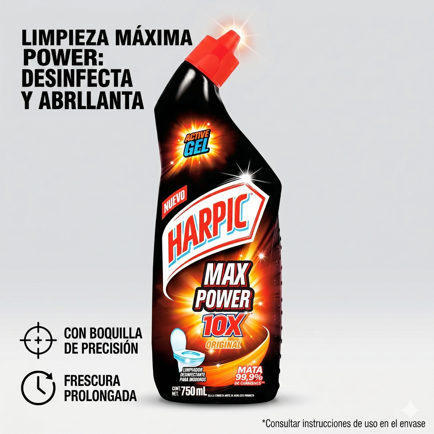 Limpiador Inodoro Harpic Power Ultra Desinfectante 750 ml-1