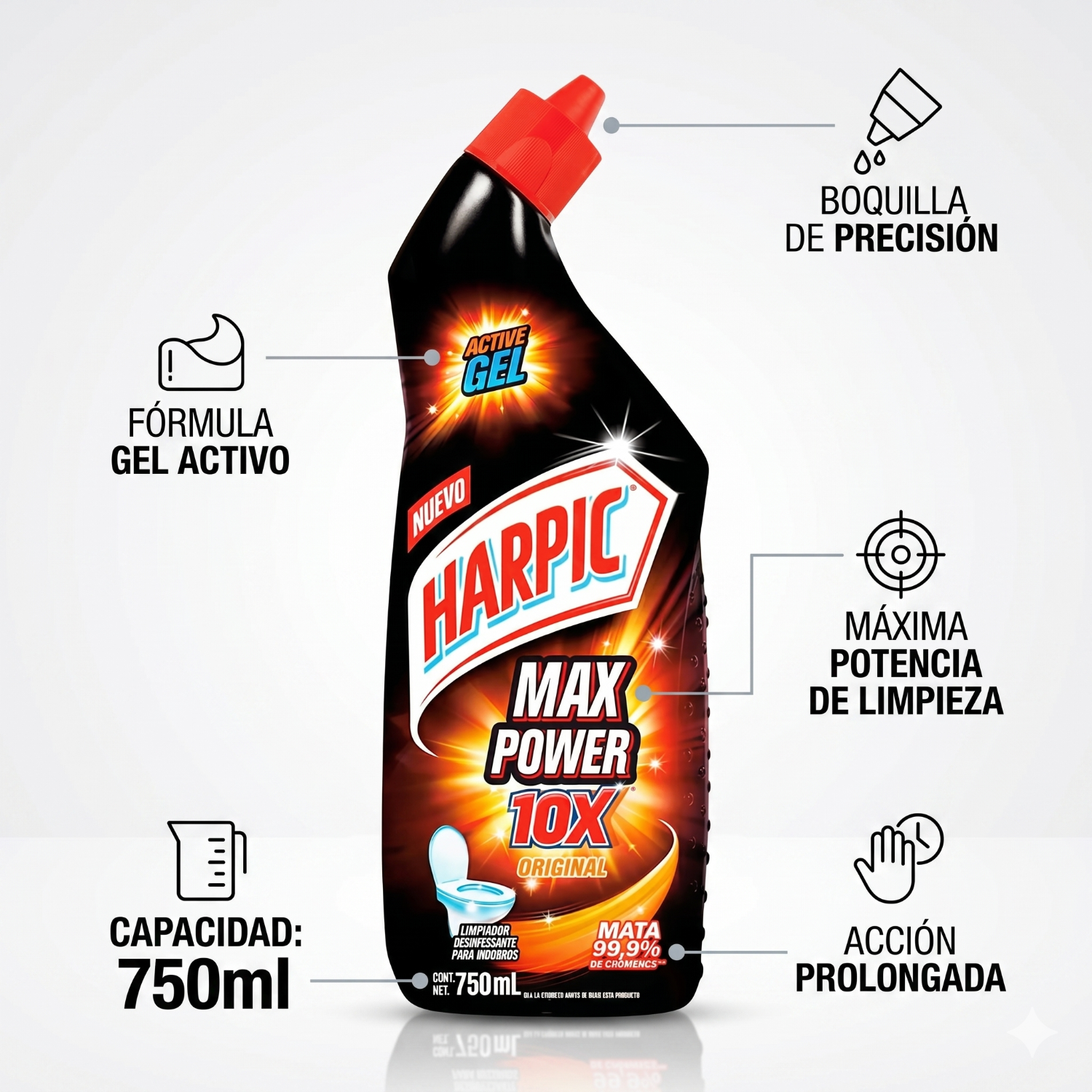 Limpiador Inodoro Harpic Power Ultra Desinfectante 750 ml-3