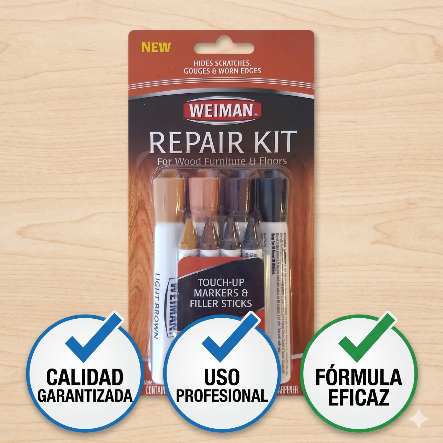 Kit Reparador Muebles y Pisos de Madera Weiman 9 Piezas-5