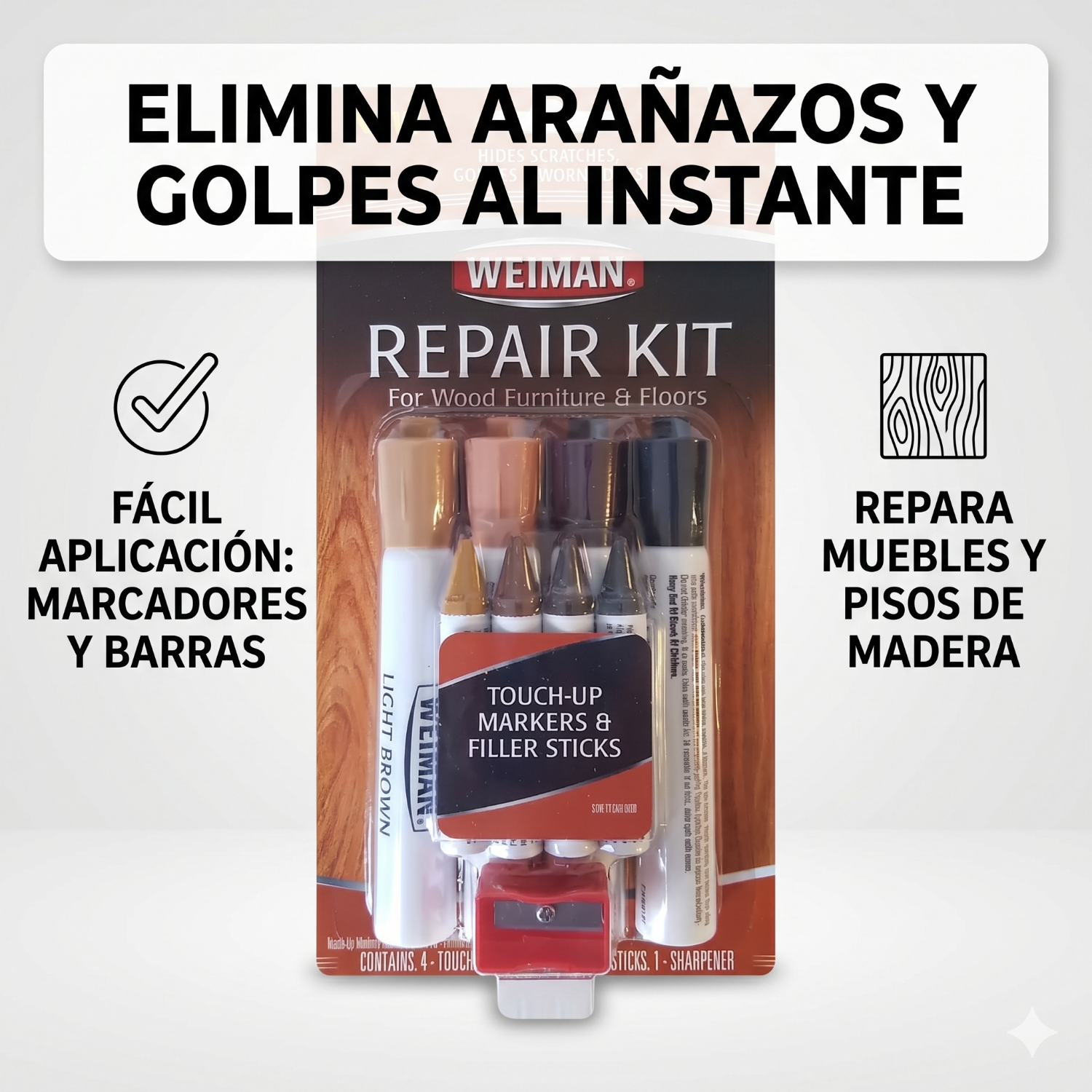 Kit Reparador Muebles y Pisos de Madera Weiman 9 Piezas-2